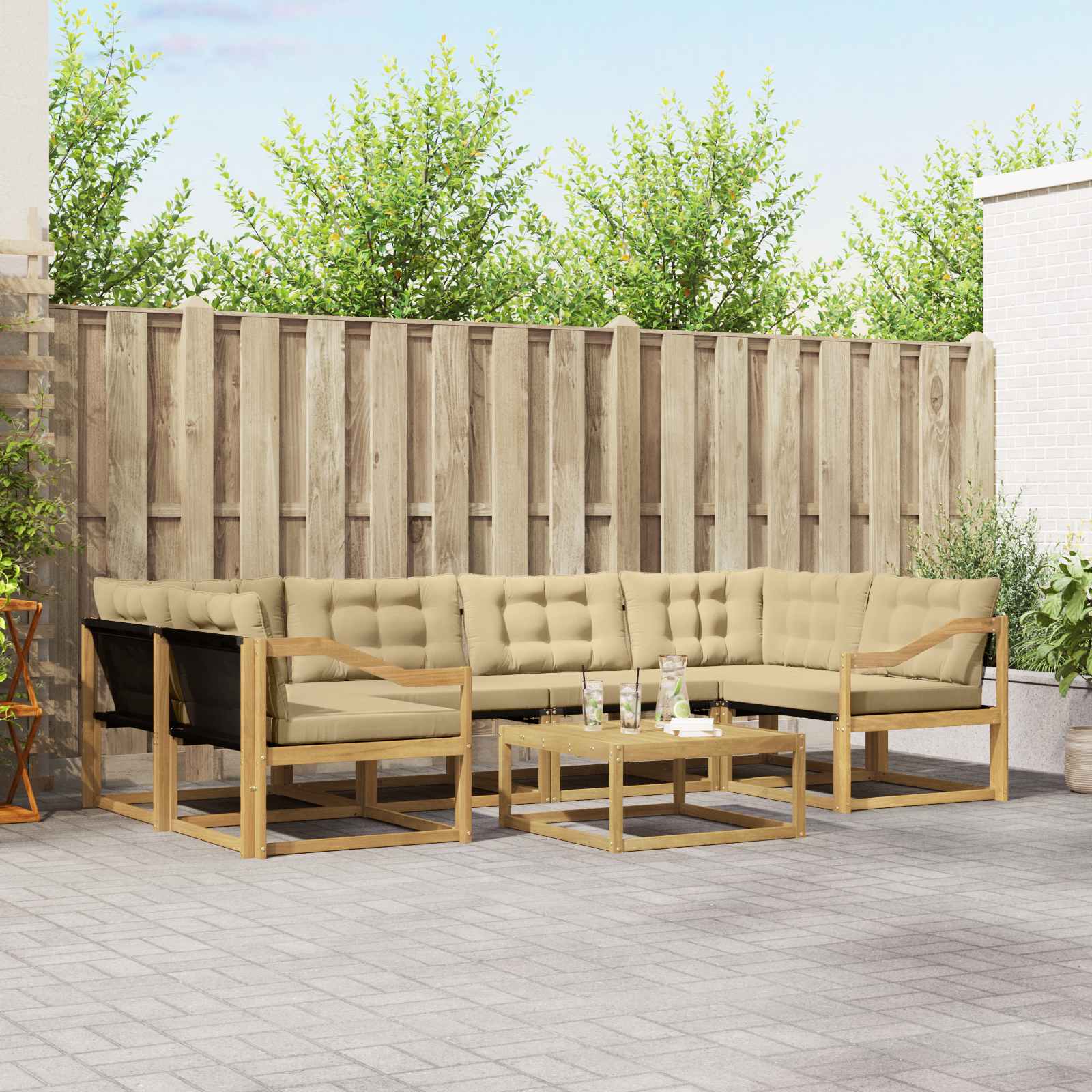 Ensemble de canapés d'extérieur 7 pcs Blanc et Beige - XIOS