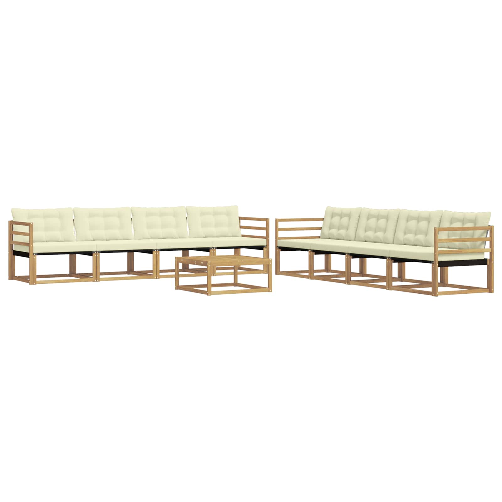 Ensemble de canapés d'extérieur 9 pcs Blanc et crème