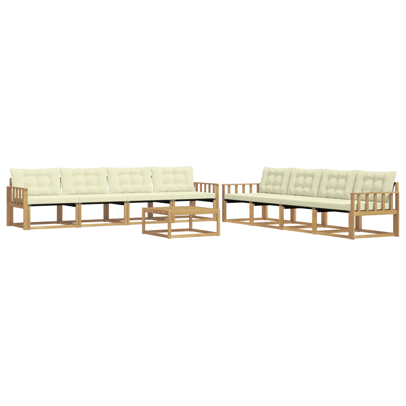 Ensemble de canapés d'extérieur 9 pcs Blanc et crème