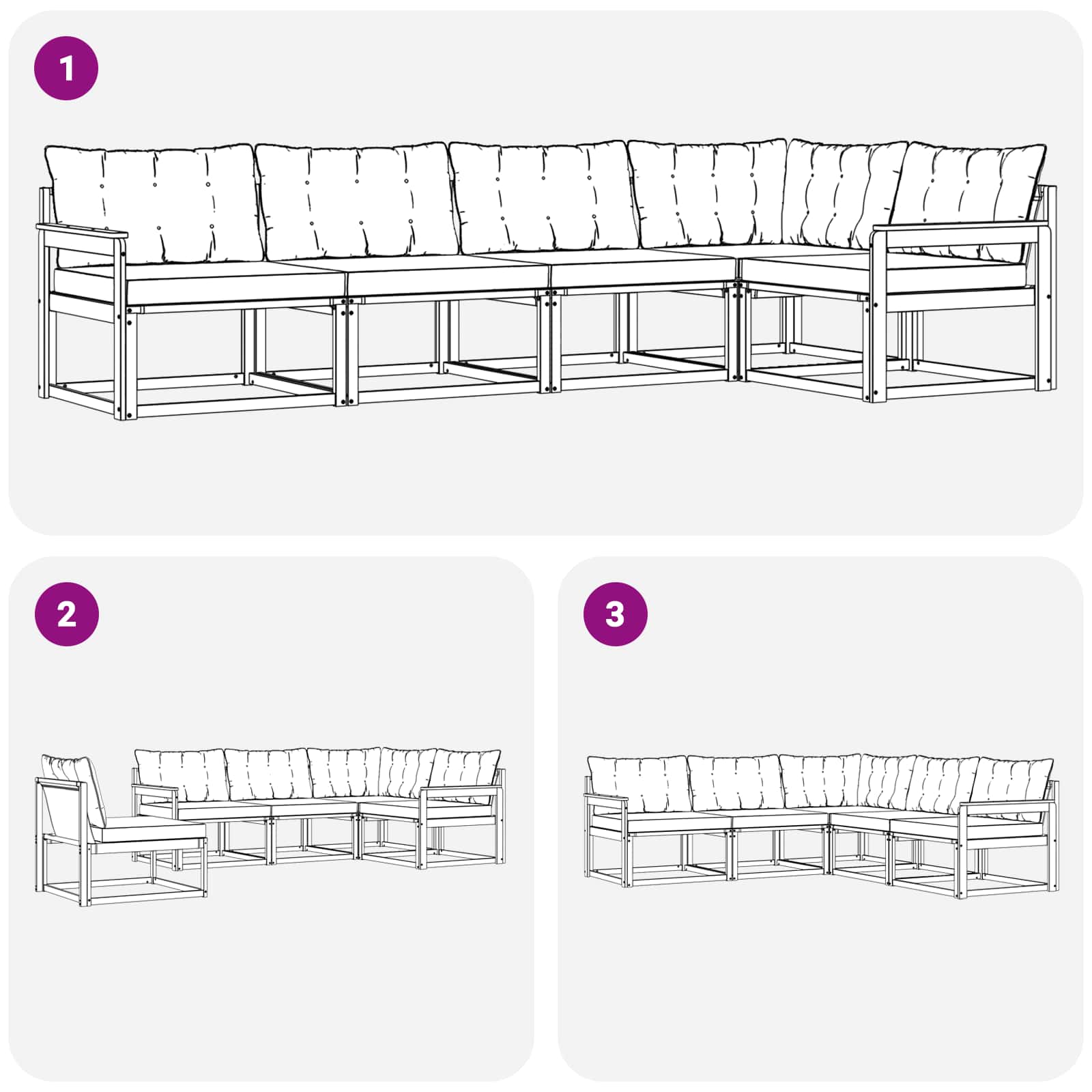 Ensemble de canapés d'extérieur 5 pcs Blanc et gris clair - XIOS