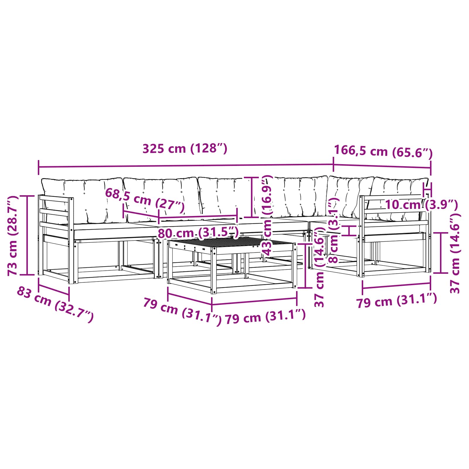 Ensemble de canapés d'extérieur 6 pcs Blanc et Beige - XIOS