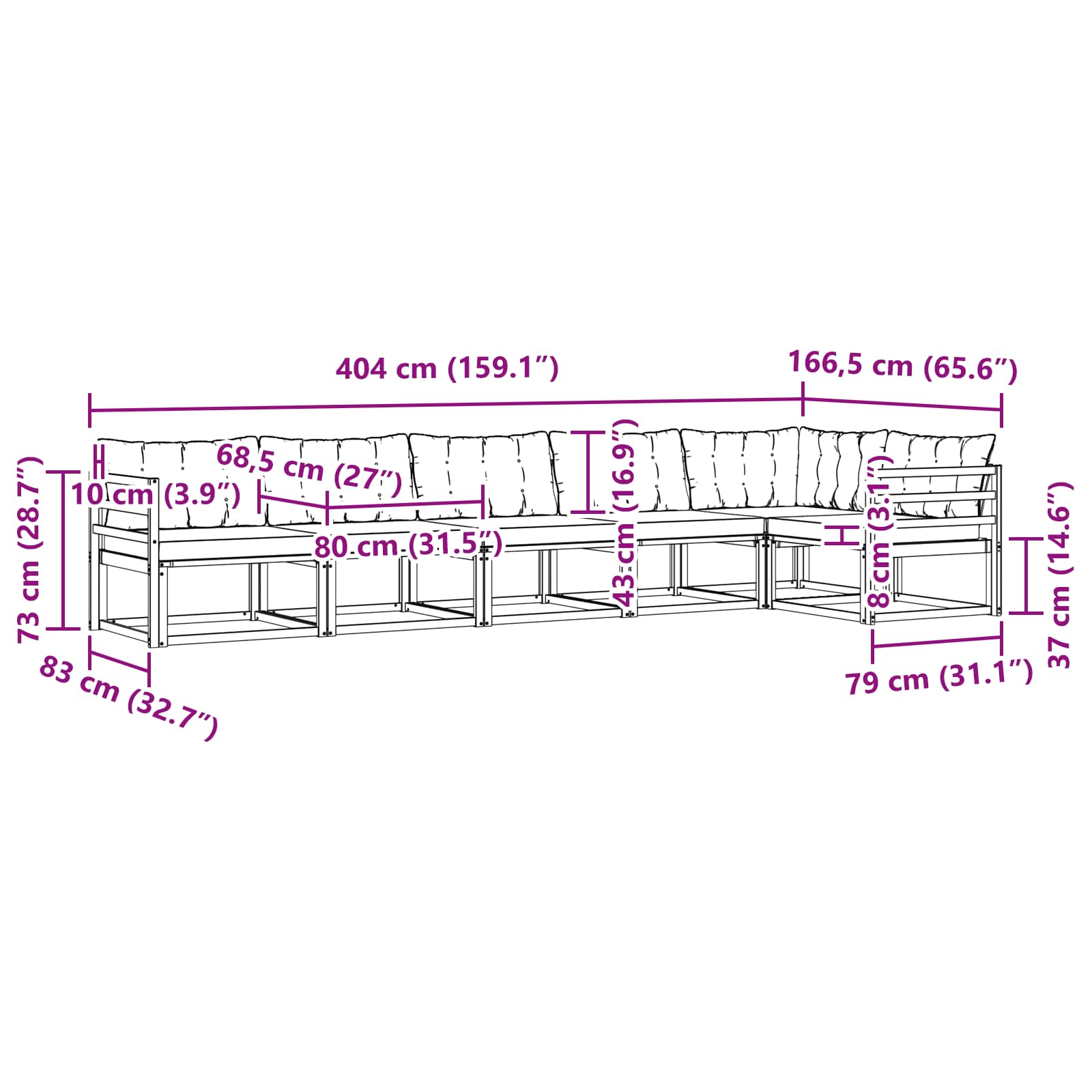 Ensemble de canapés d'extérieur 6 pcs Blanc et Beige - XIOS
