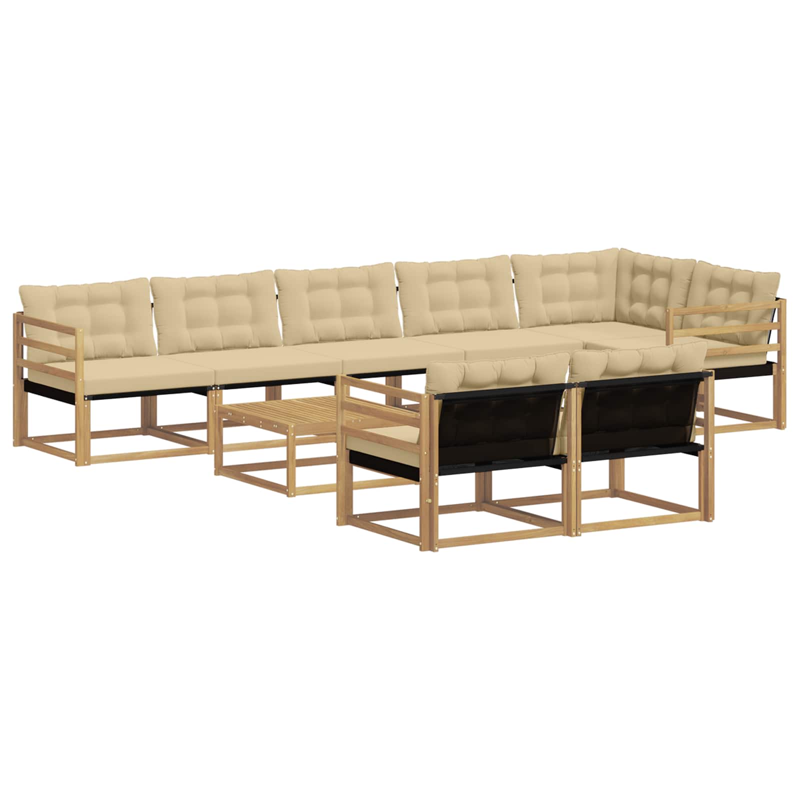 Ensemble de canapés d'extérieur 9 pcs Blanc et Beige