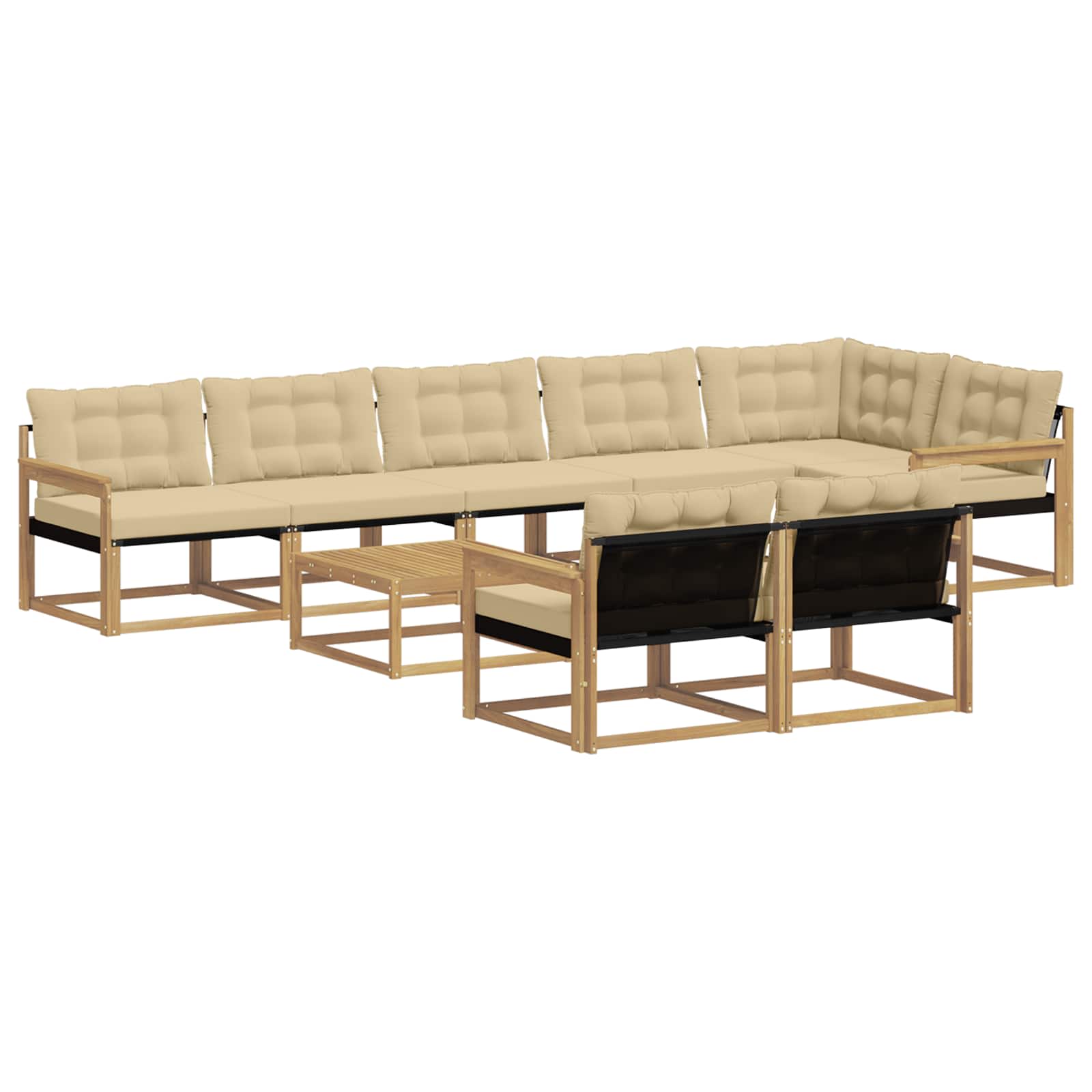 Ensemble de canapés d'extérieur 9 pcs Blanc et Beige