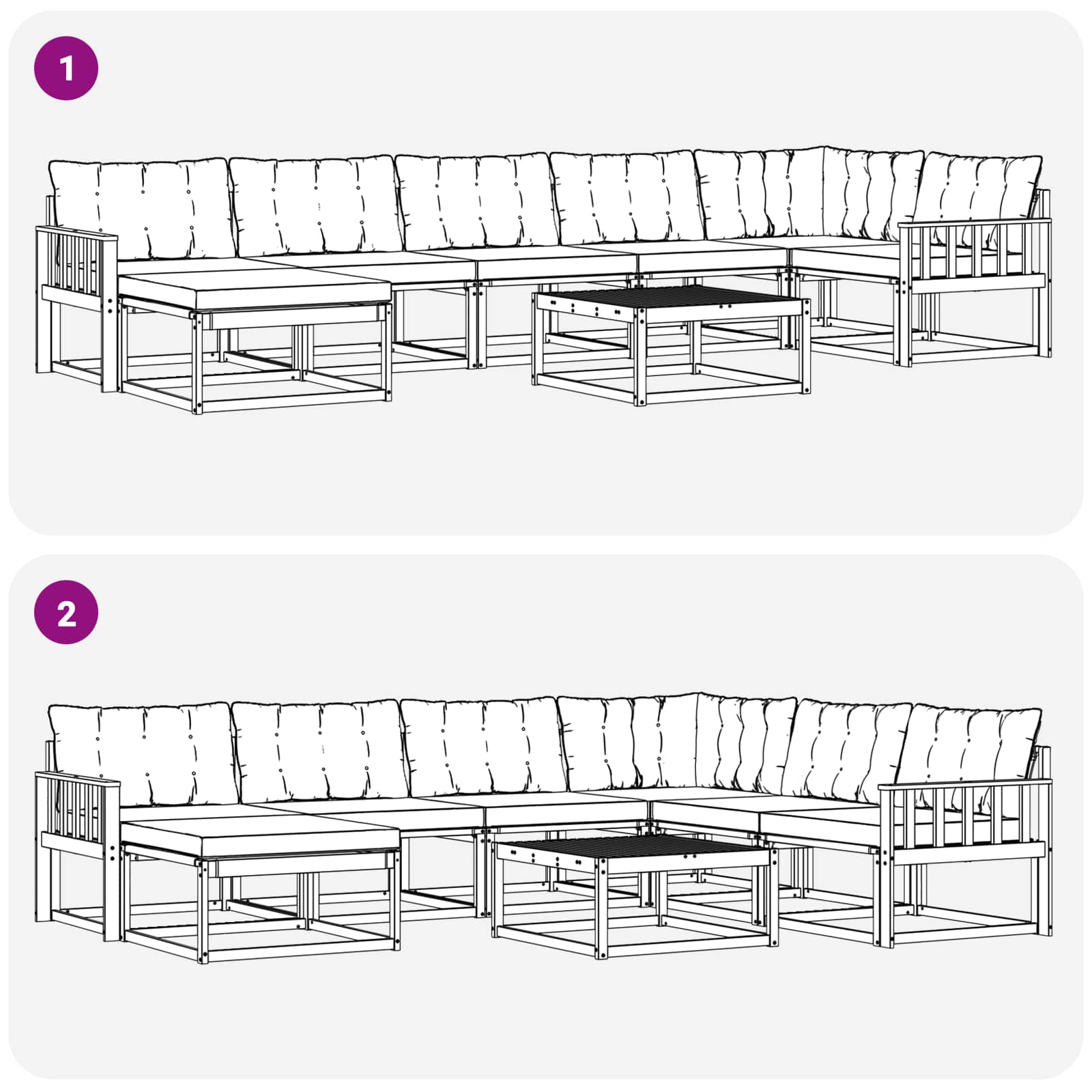 Ensemble de canapés d'extérieur 8 pcs Blanc et noir