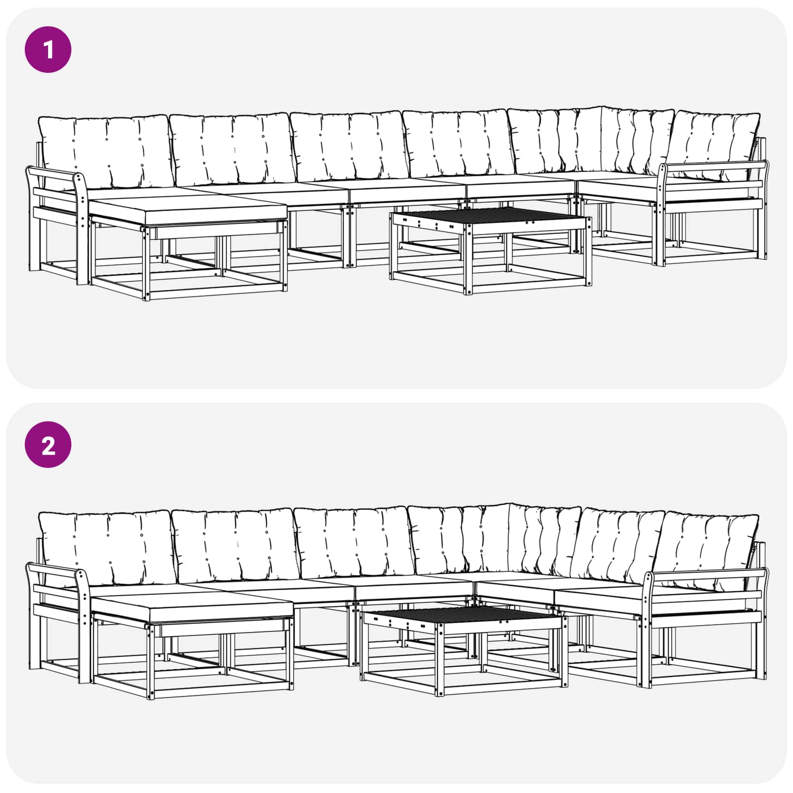 Ensemble de canapés d'extérieur 8 pcs Blanc et noir