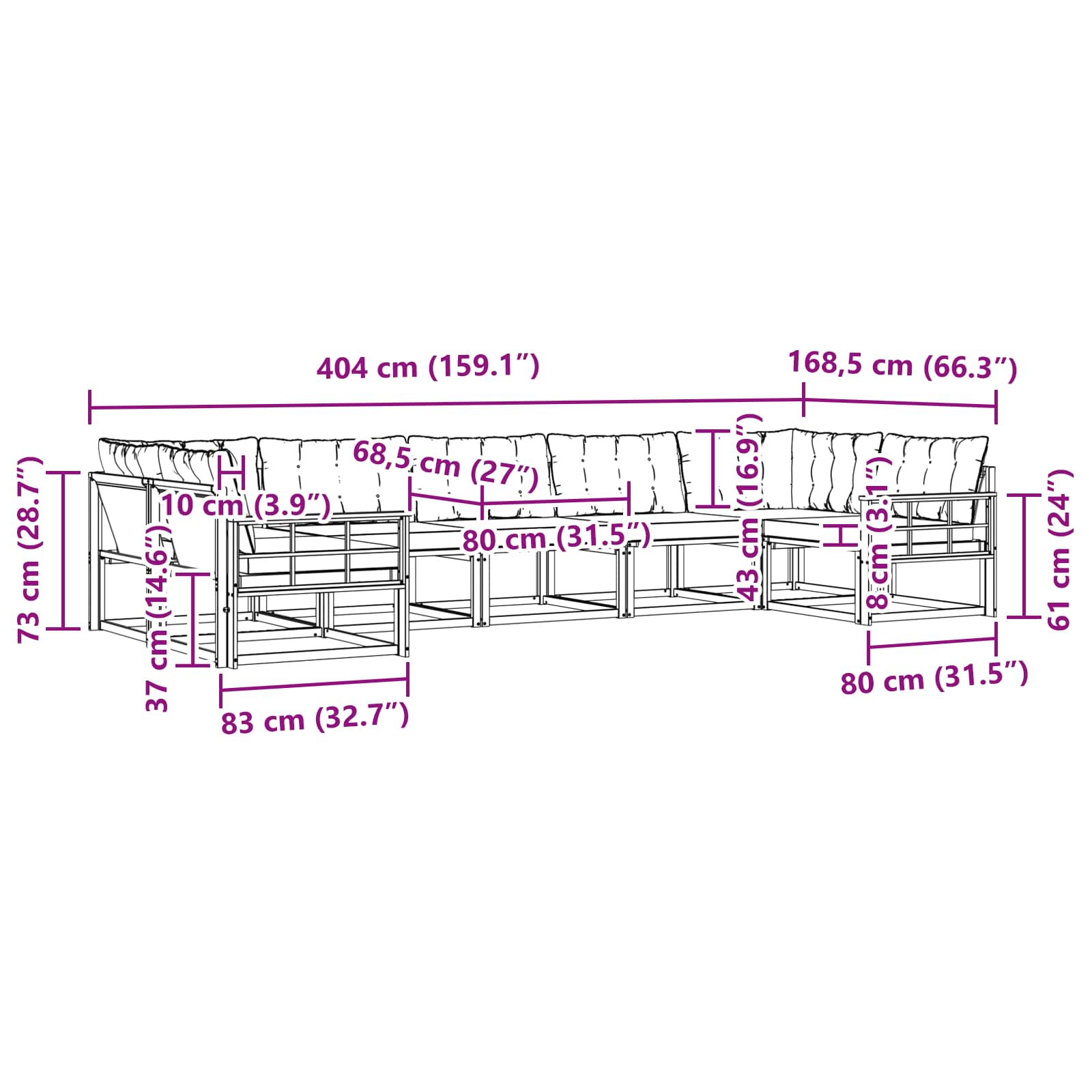 Ensemble de canapés d'extérieur 7 pcs Blanc et Beige - XIOS