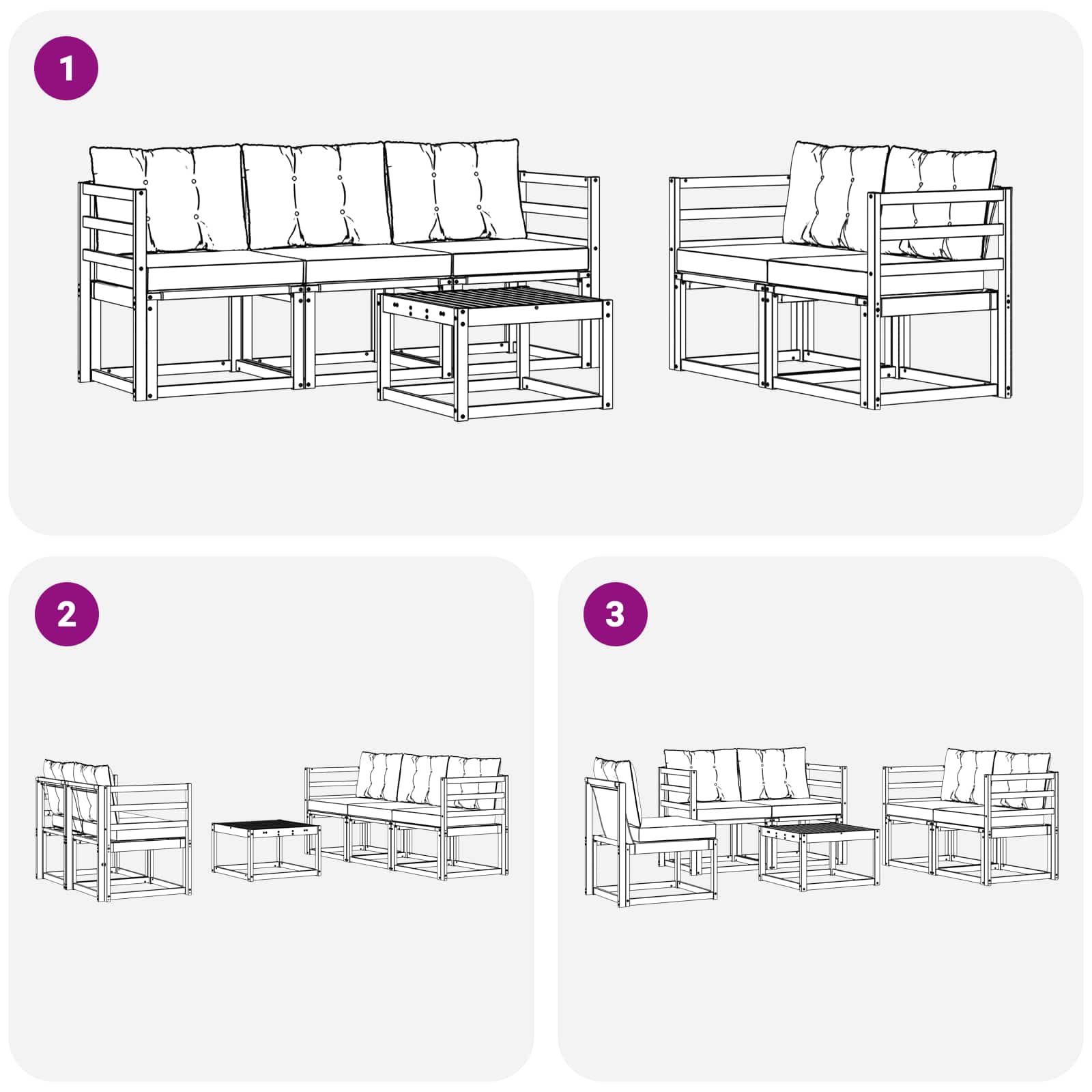 Ensemble de canapés d'extérieur 6 pcs Blanc et Beige - XIOS