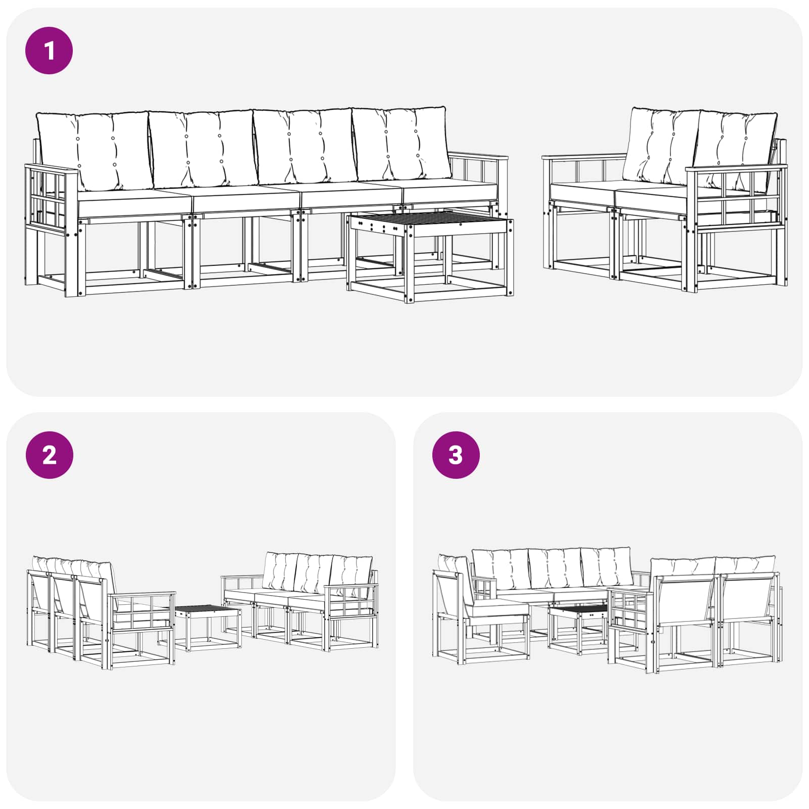 Ensemble de canapés d'extérieur 7 pcs Blanc et Beige - XIOS