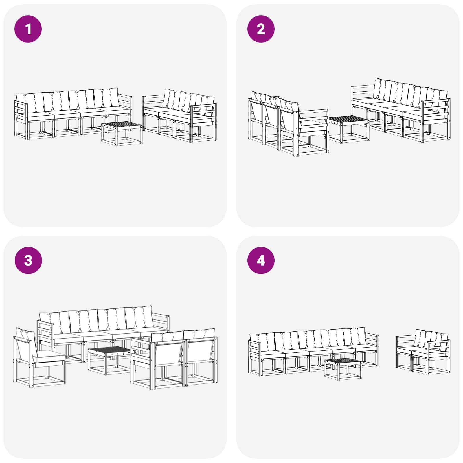 Ensemble de canapés d'extérieur 8 pcs Blanc et Beige - XIOS