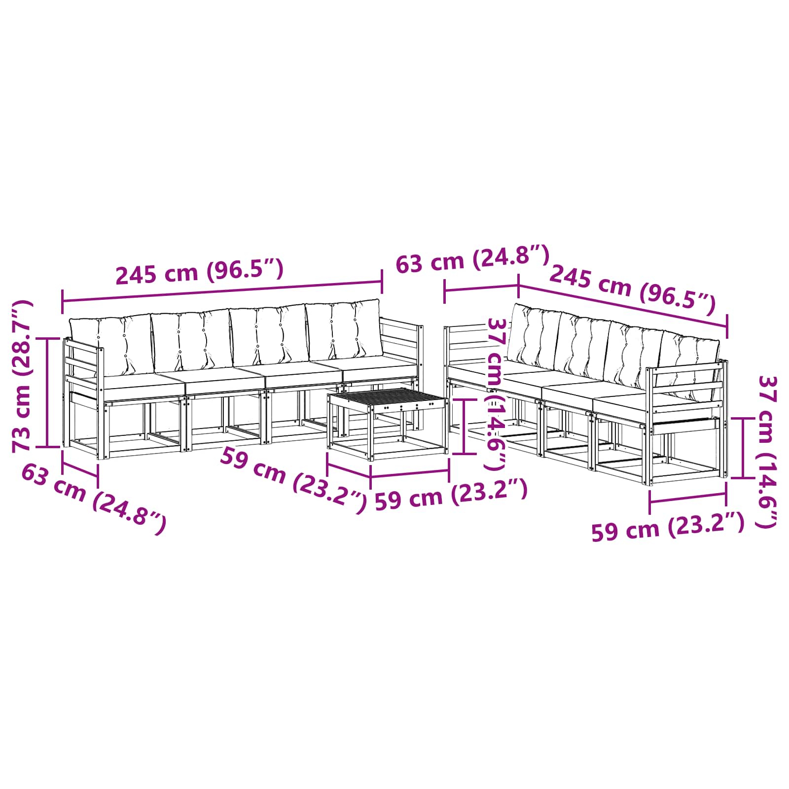 Ensemble de canapés d'extérieur 9 pcs Blanc et crème - XIOS