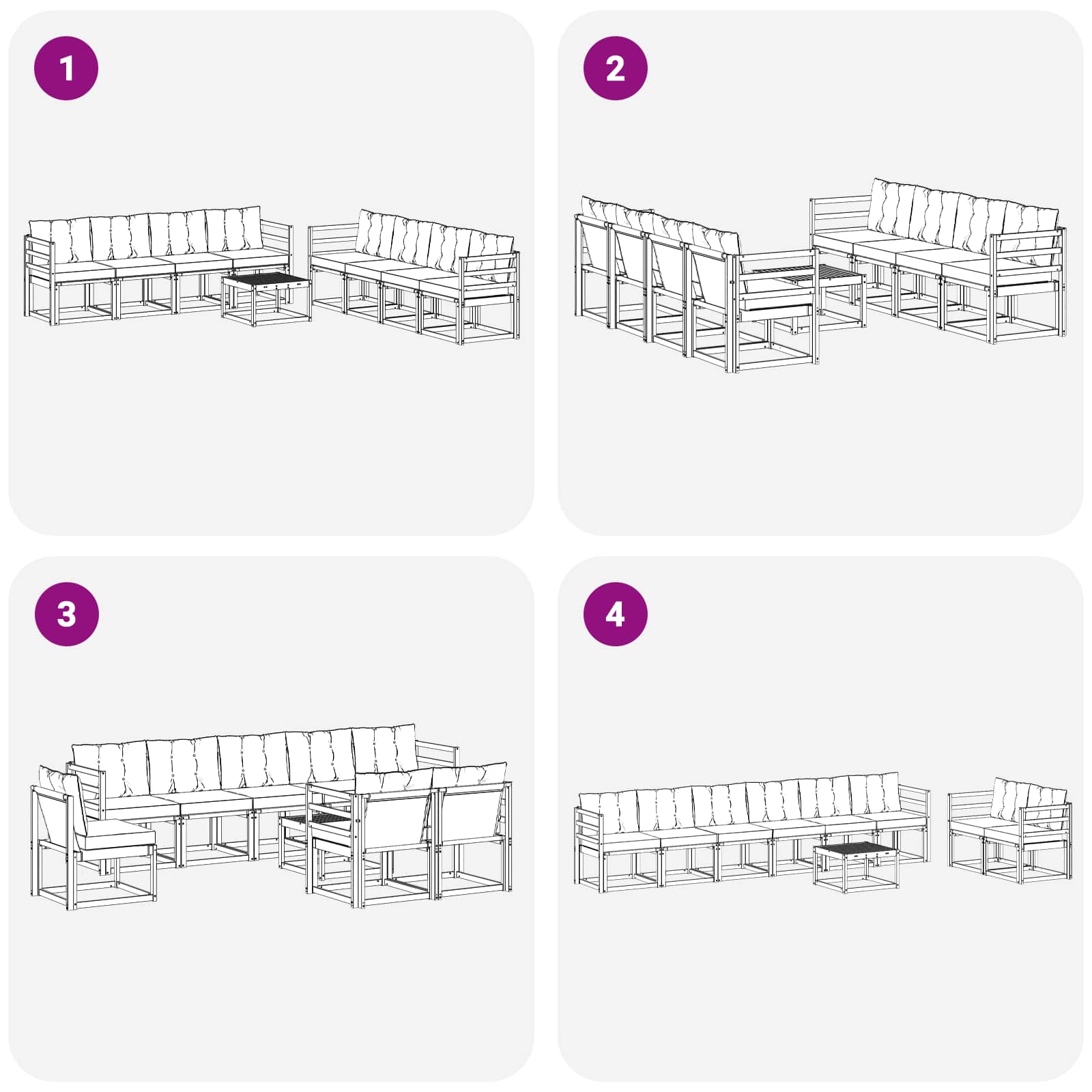 Ensemble de canapés d'extérieur 9 pcs Blanc et crème - XIOS
