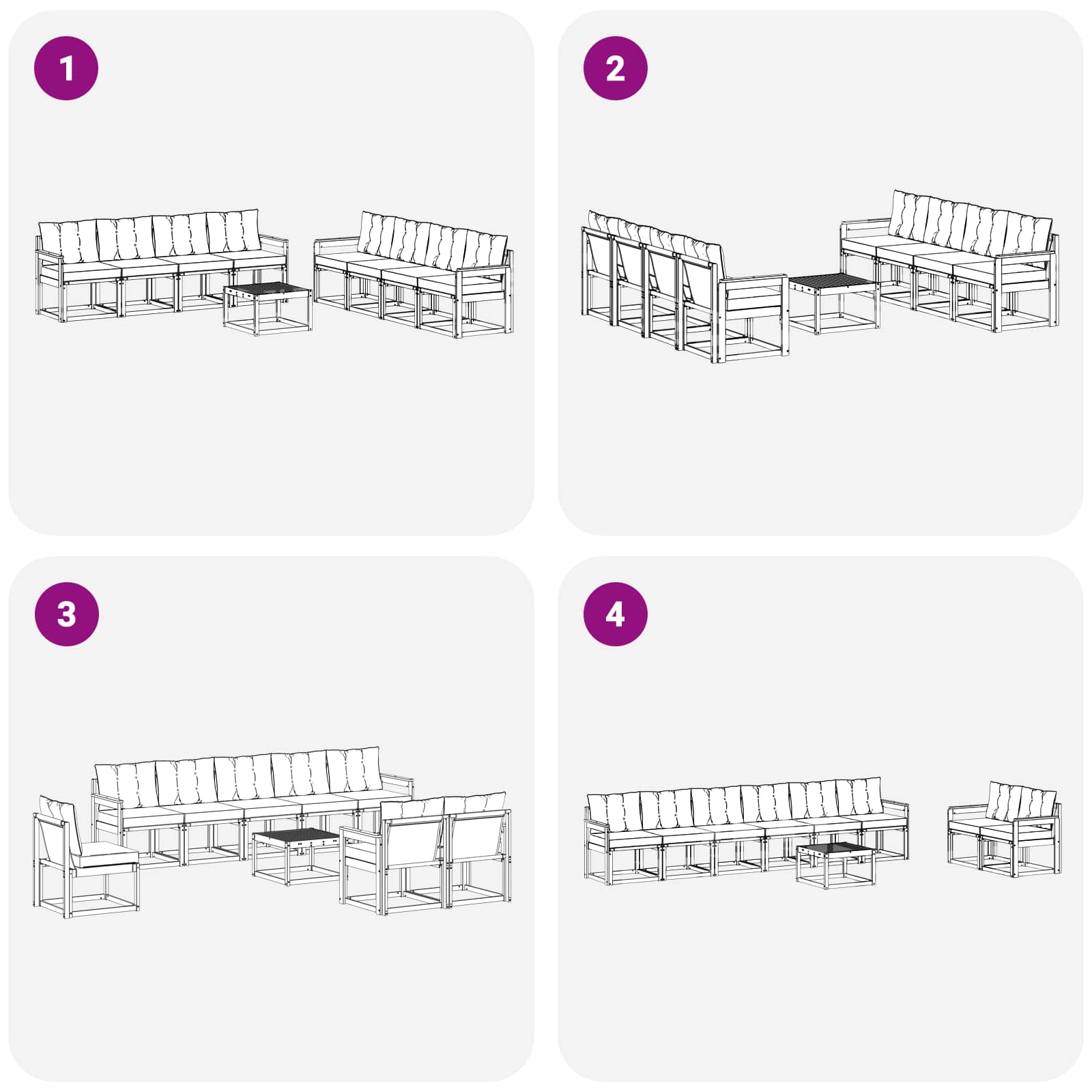 Ensemble de canapés d'extérieur 9 pcs Blanc et Beige - XIOS