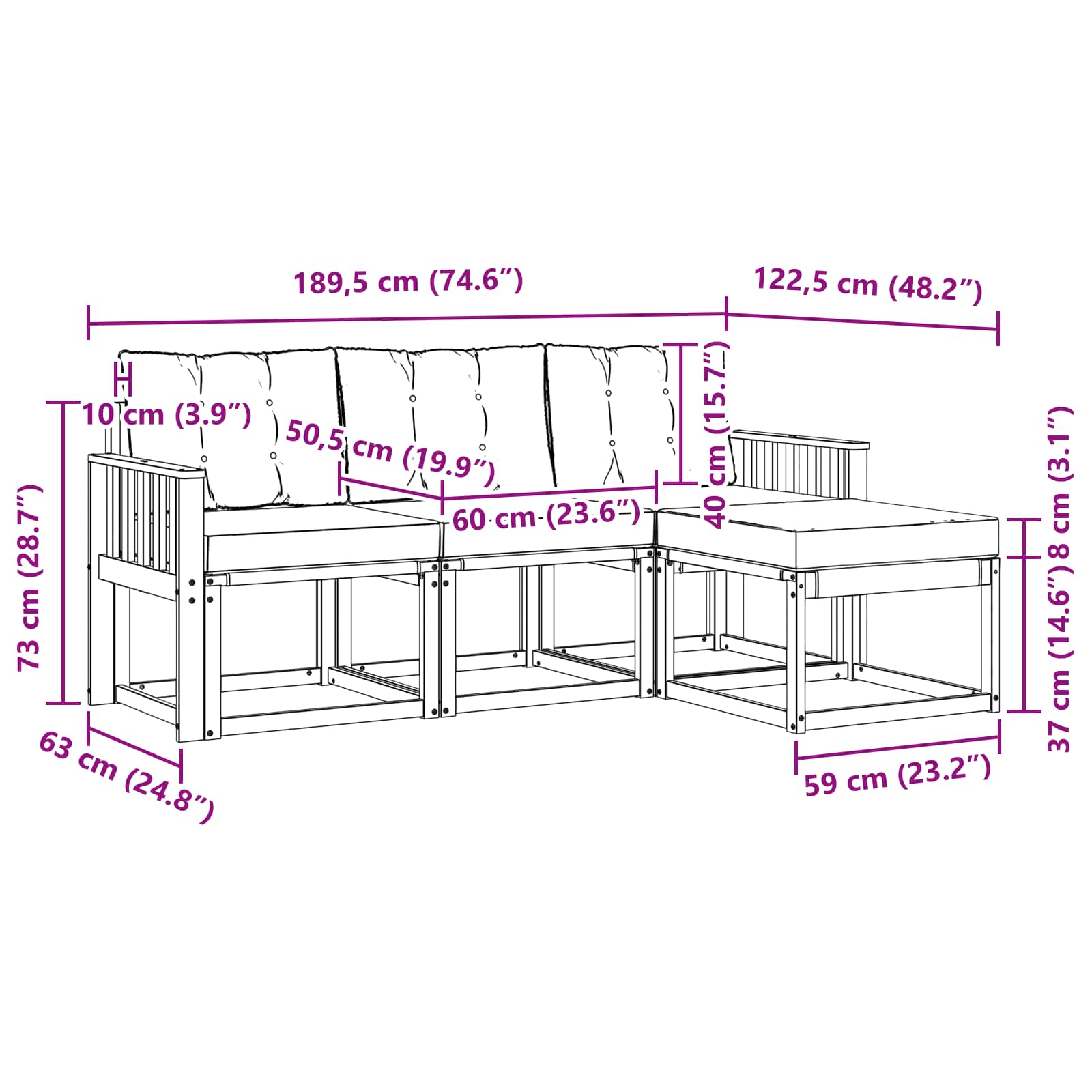 Ensemble de canapés d'extérieur 4 pcs Blanc et crème - XIOS
