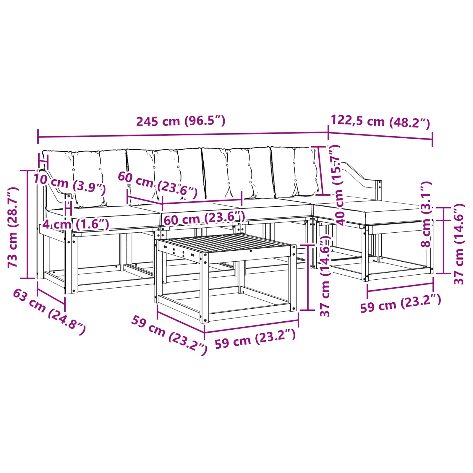 Ensemble de canapés d'extérieur 6 pcs Blanc et Beige - XIOS
