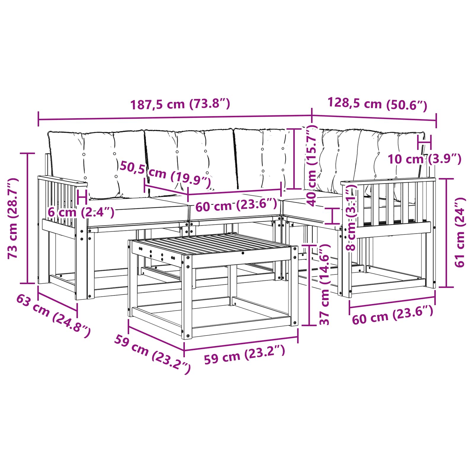 Ensemble de canapés d'extérieur 5 pcs Blanc et Beige - XIOS