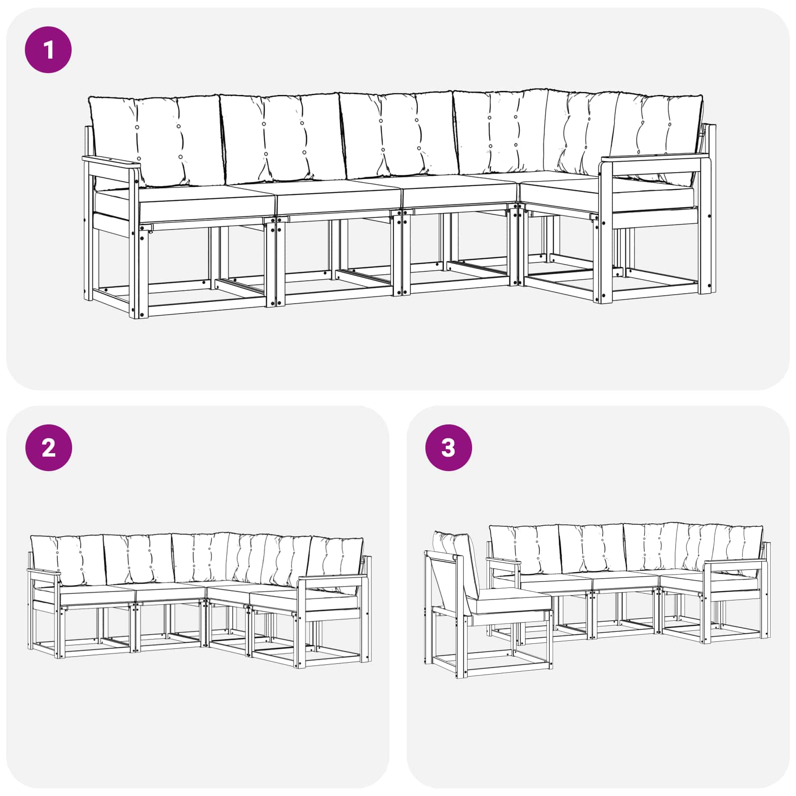 Ensemble de canapés d'extérieur avec coussin 5 pcs - XIOS