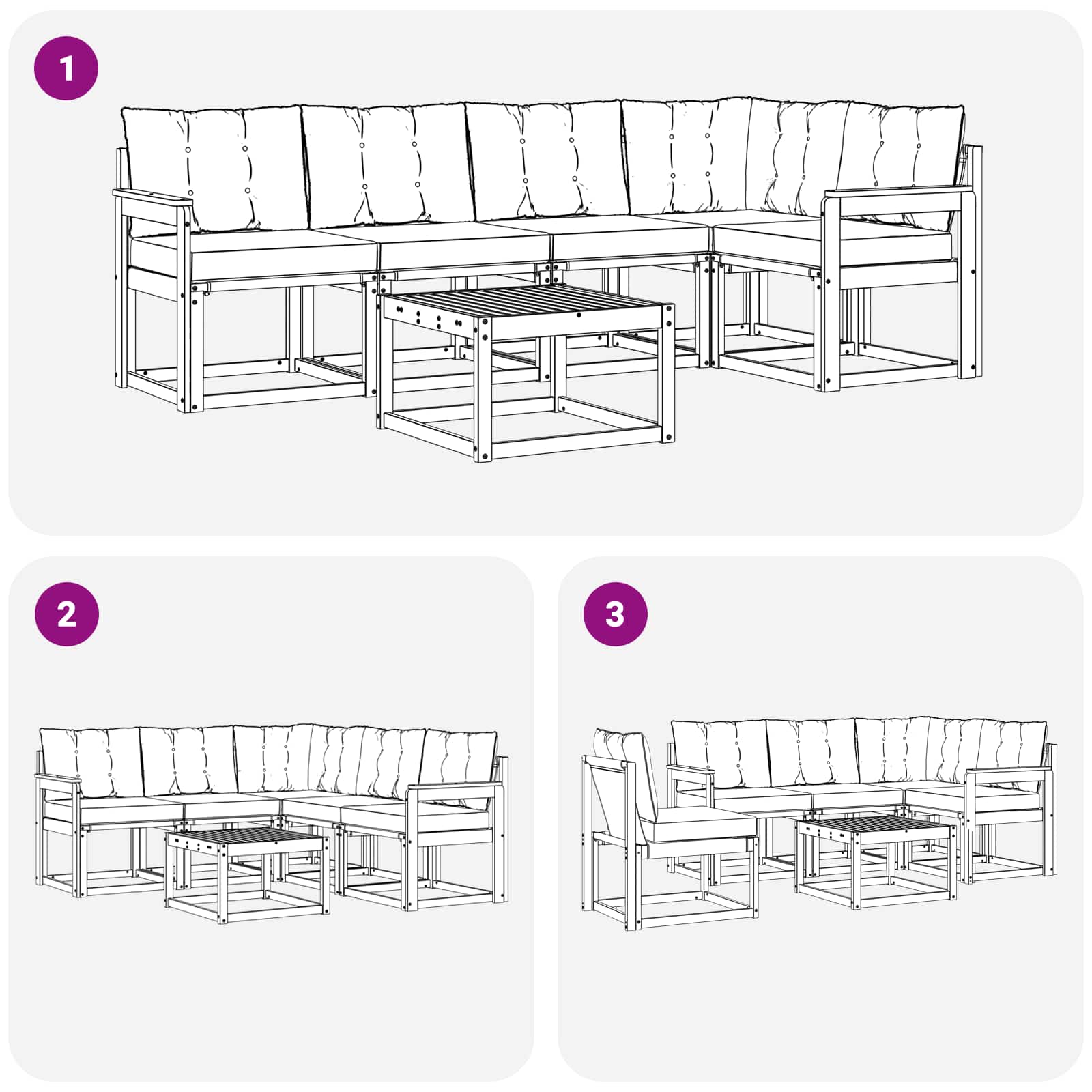 Ensemble de canapés d'extérieur 6 pcs Blanc et Beige - XIOS