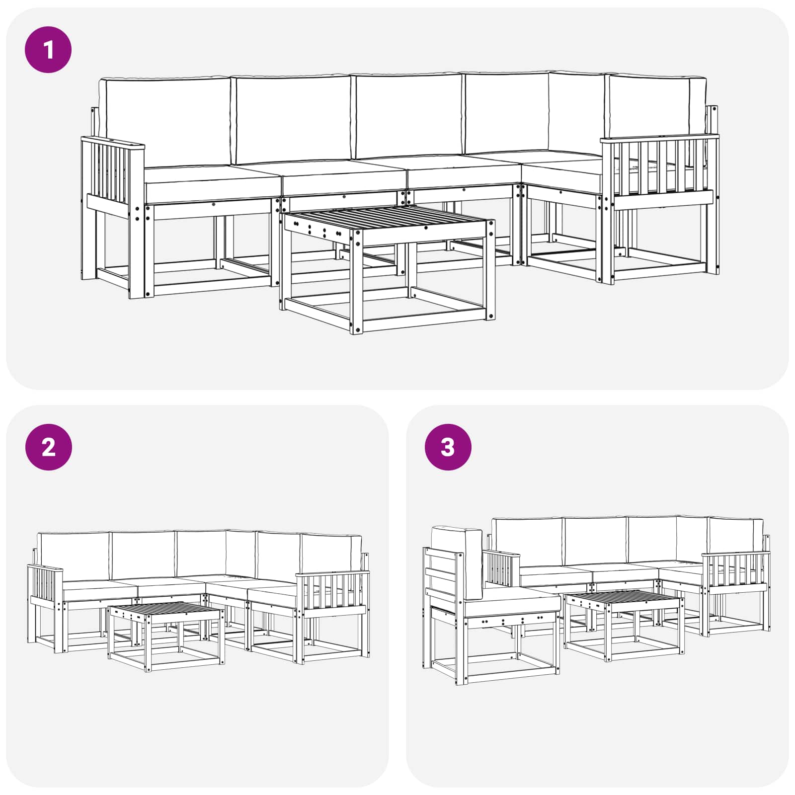 Ensemble de canapés d'extérieur 6 pcs Blanc et noir - XIOS
