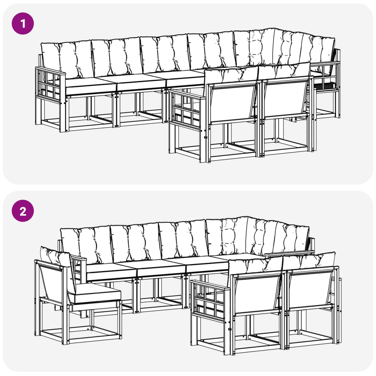Ensemble de canapés d'extérieur 8 pcs Blanc et Beige - XIOS