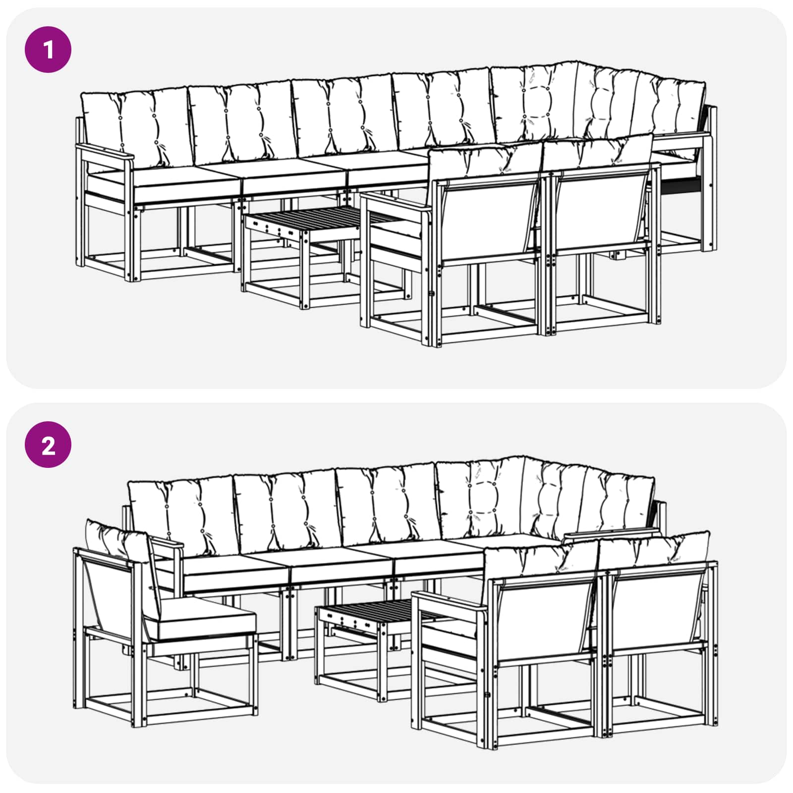 Ensemble de canapés d'extérieur 9 pcs Blanc et Beige - XIOS