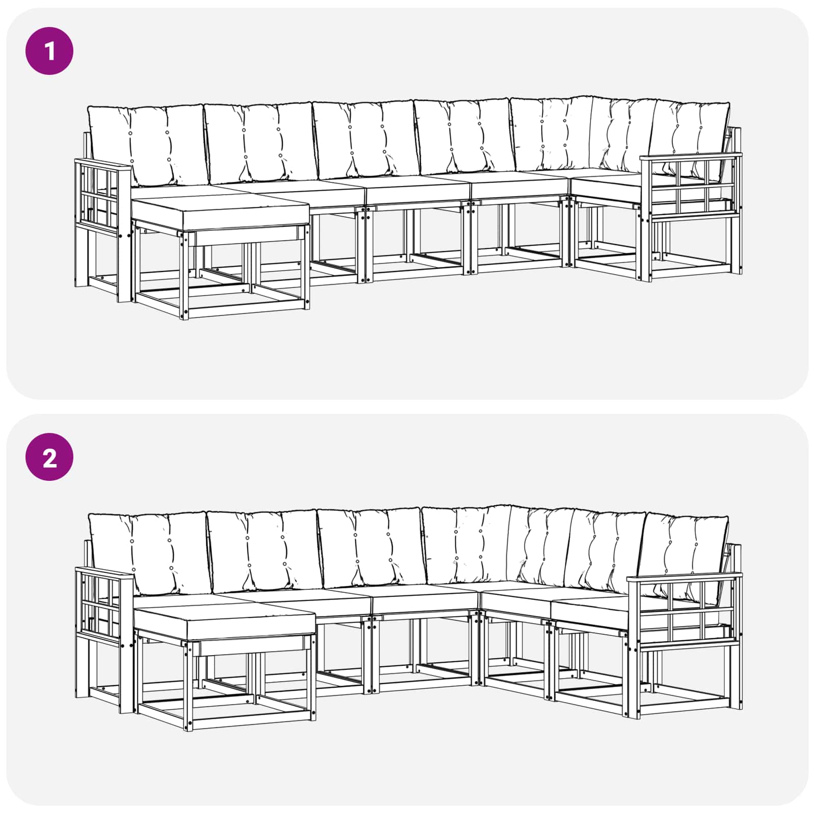 Ensemble de canapés d'extérieur 7 pcs Blanc et gris clair - XIOS
