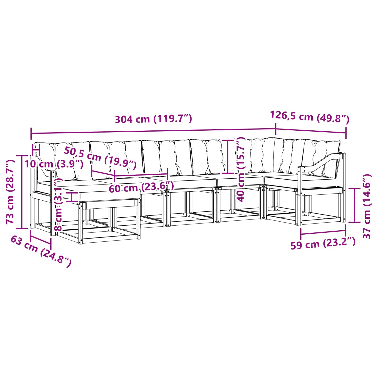 Ensemble de canapés d'extérieur 7 pcs Blanc et Beige - XIOS