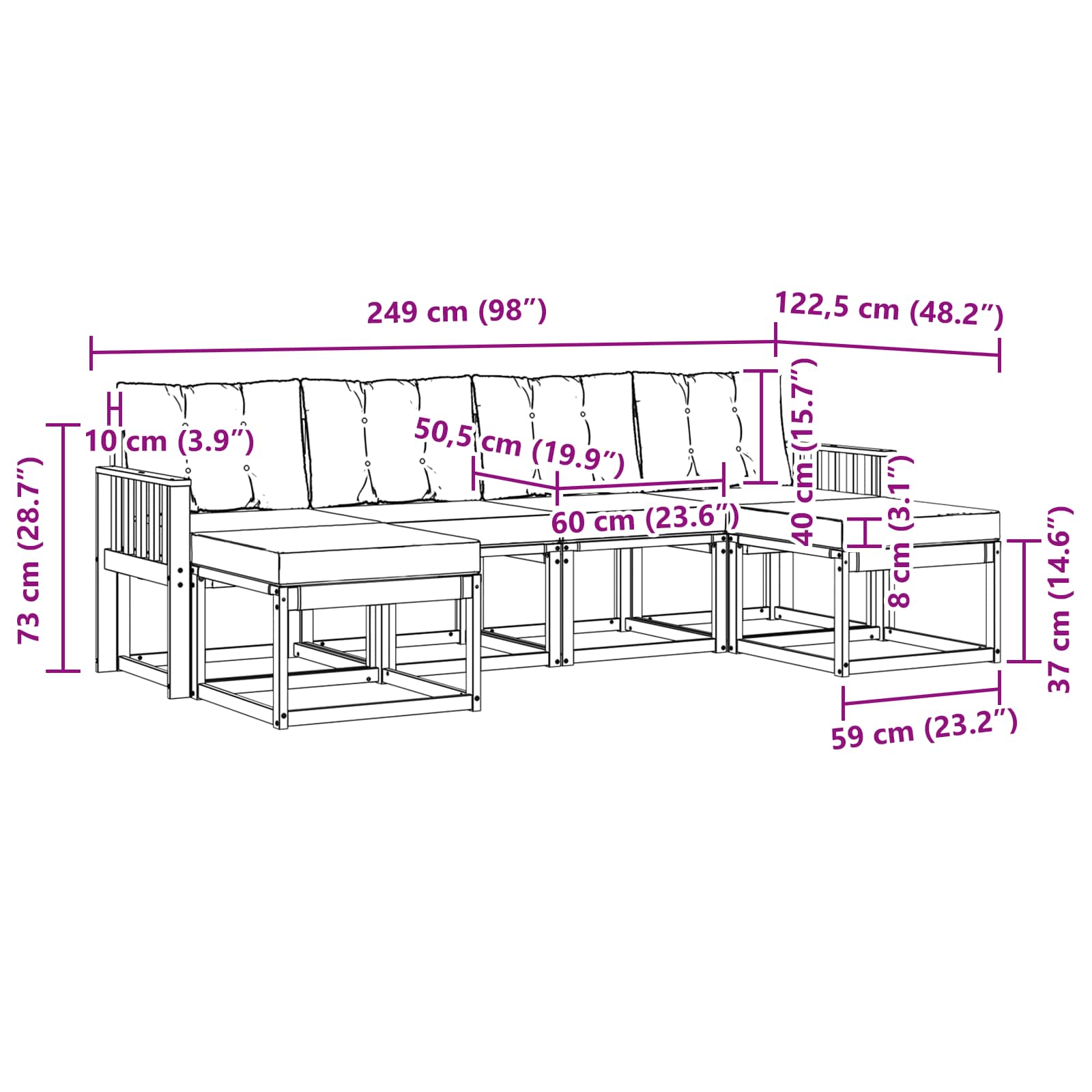 Ensemble de canapés d'extérieur 6 pcs Blanc et Beige - XIOS