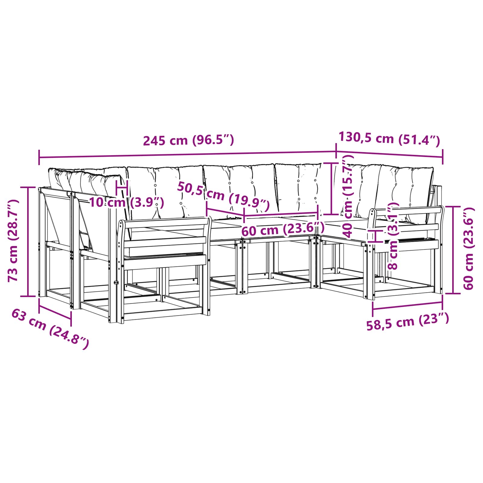 Ensemble de canapés d'extérieur 6 pcs Blanc et Beige - XIOS