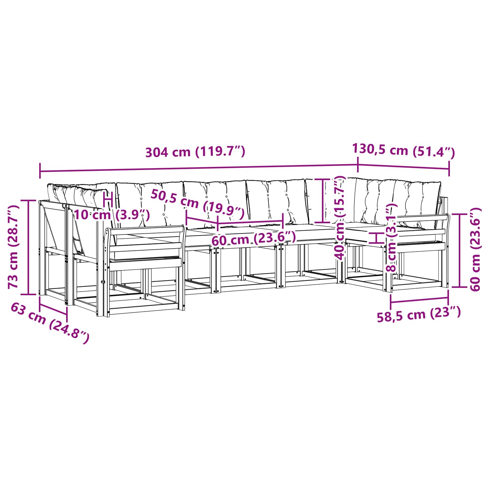 Ensemble de canapés d'extérieur 7 pcs Blanc et Beige - XIOS