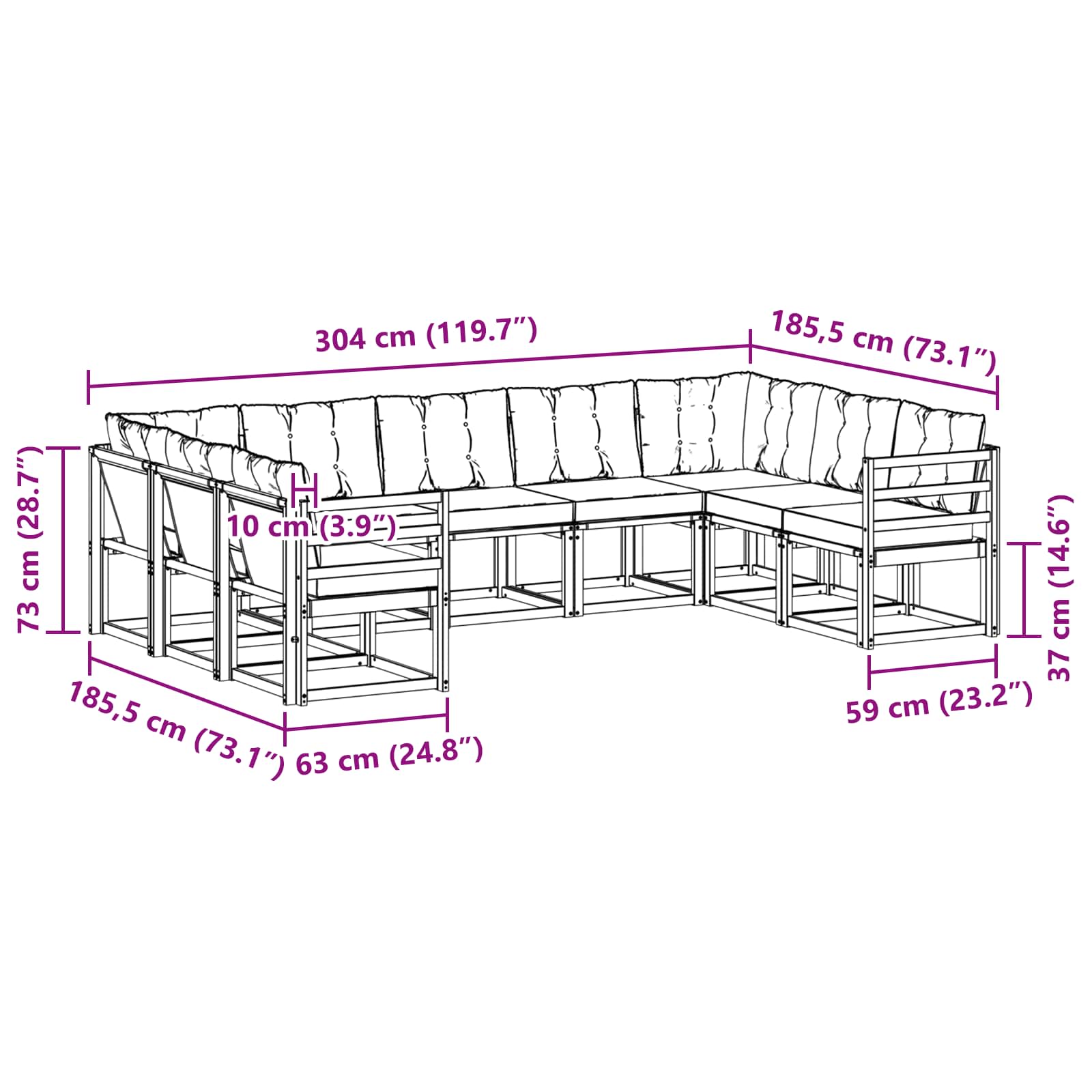 Ensemble de canapés d'extérieur 9 pcs Blanc et gris clair - XIOS