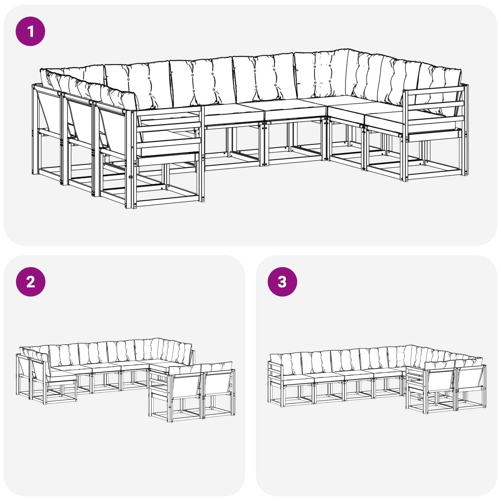 Ensemble de canapés d'extérieur 9 pcs Blanc et Beige - XIOS