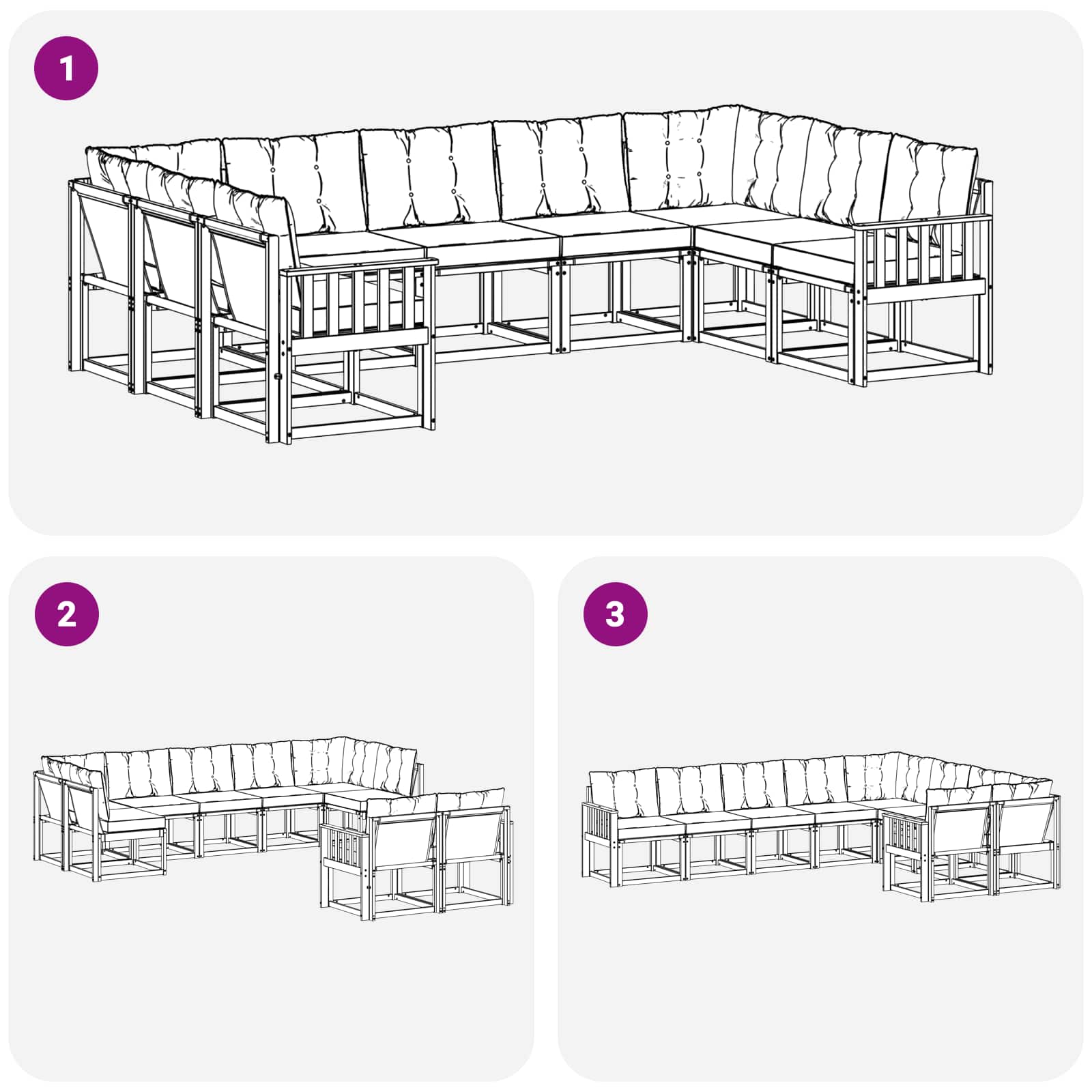 Ensemble de canapés d'extérieur 9 pcs Blanc et Beige - XIOS