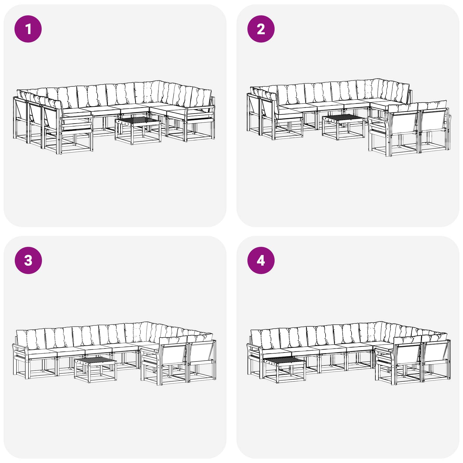 Ensemble de canapés d'extérieur 10 pcs Blanc et noir - XIOS