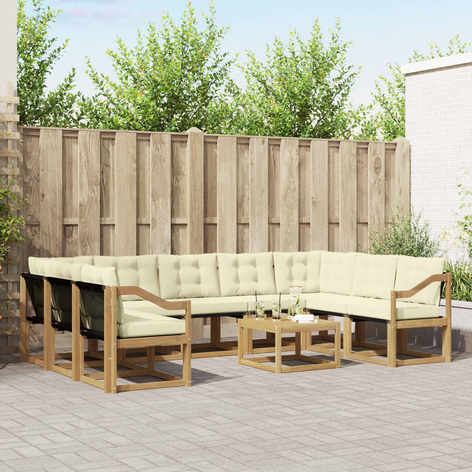 Ensemble de canapés d'extérieur 10 pcs Blanc et crème - XIOS