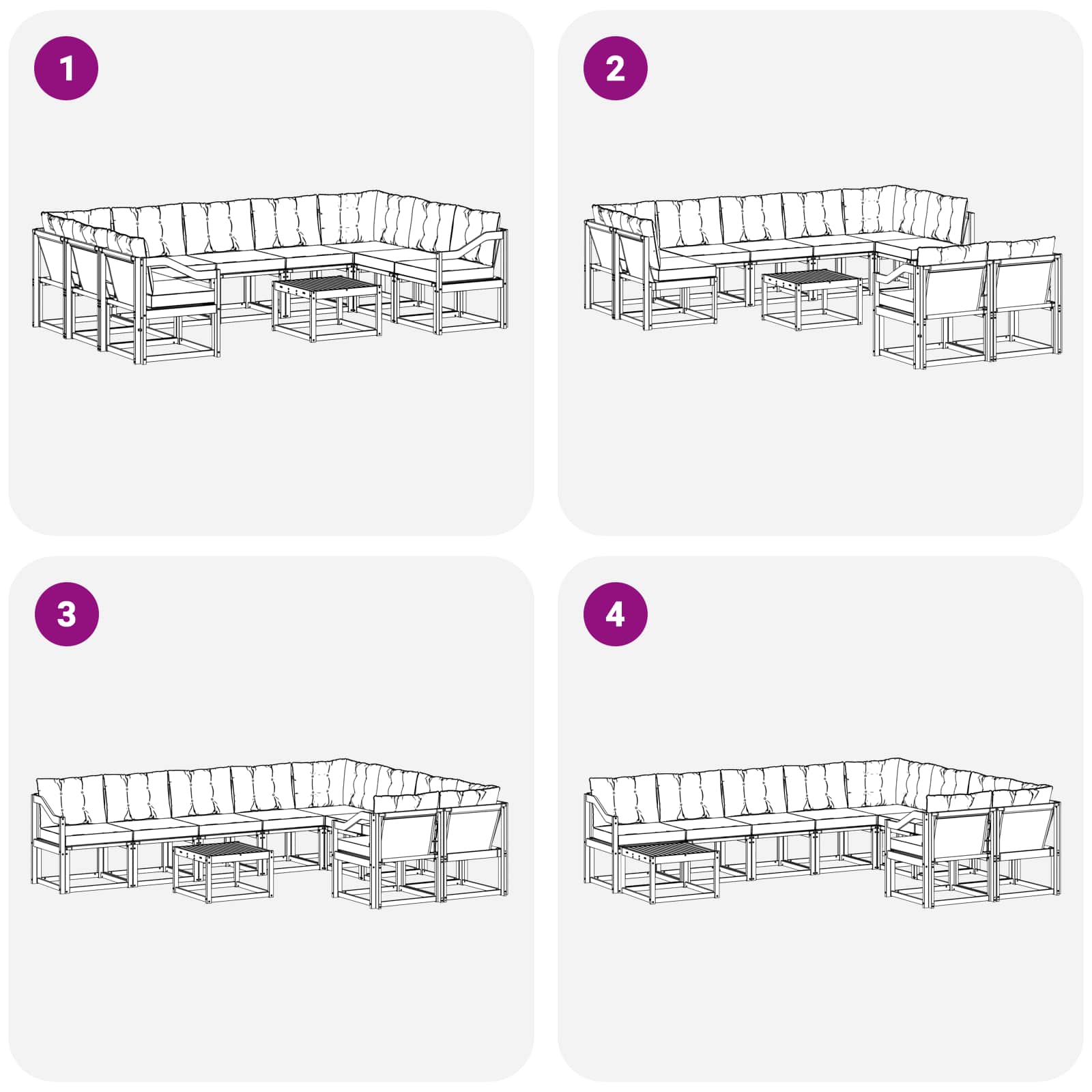 Ensemble de canapés d'extérieur 10 pcs Blanc et noir - XIOS