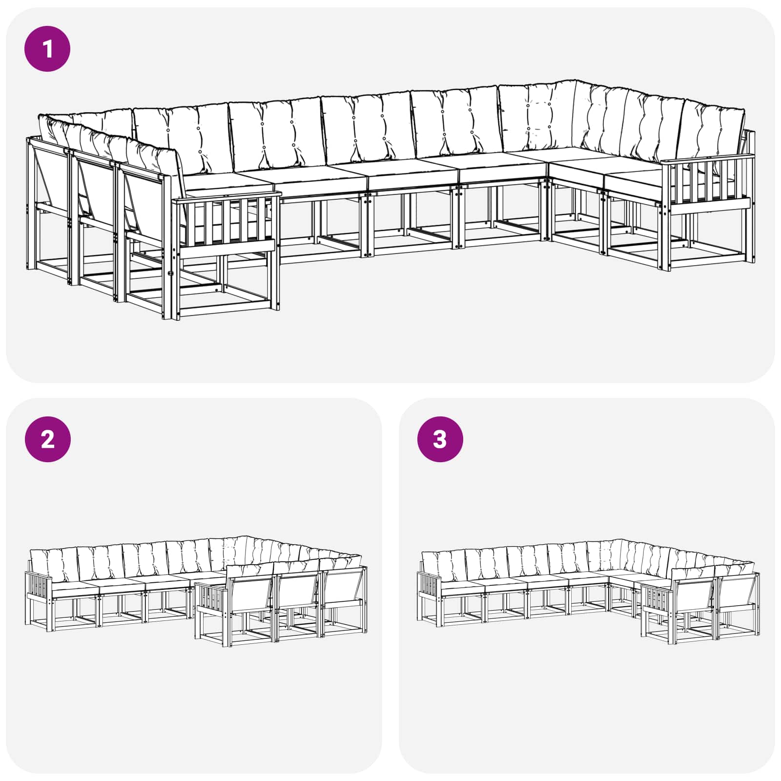 Ensemble de canapés d'extérieur 10 pcs Blanc et noir - XIOS