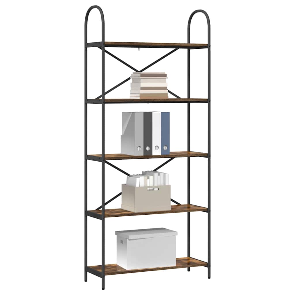 Étagère 5 niveaux 80 x 30 x 183 cm Bois d'ingénierie Chêne fumé - XIOS