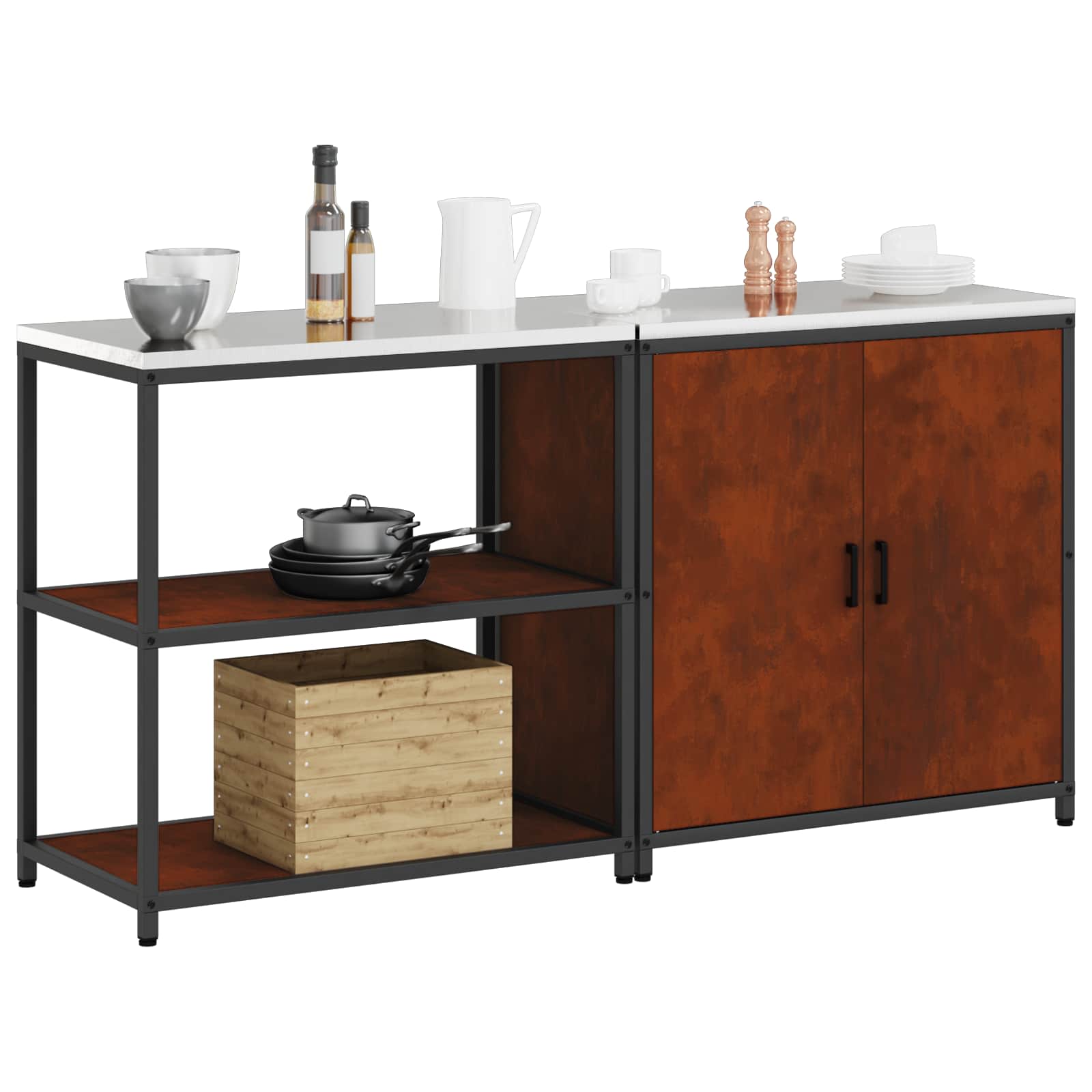 Ensemble de rangement cuisine HATTEM 2 pc Rouillé Acier - XIOS