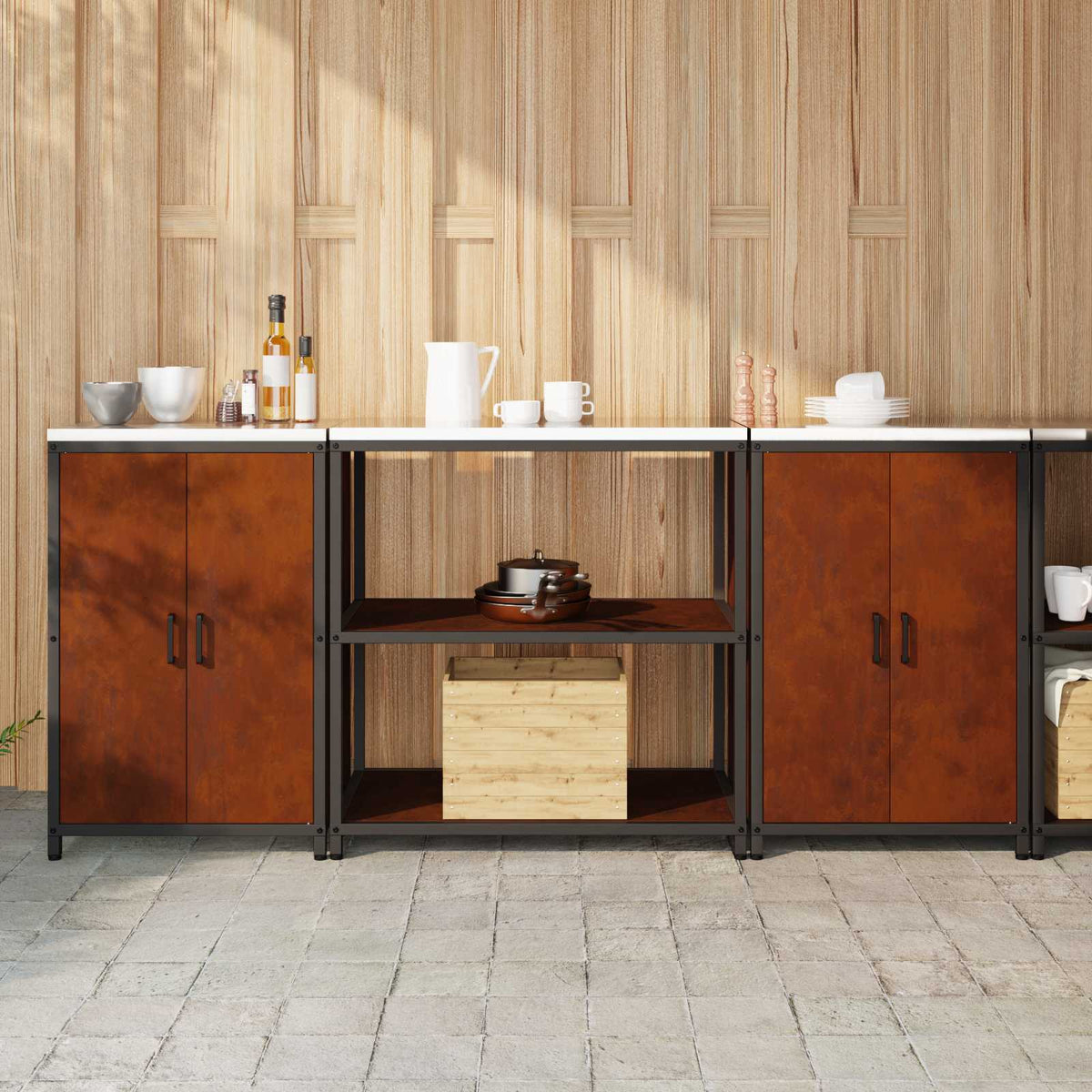 Ensemble de rangement cuisine HATTEM 3 pc Rouillé Acier