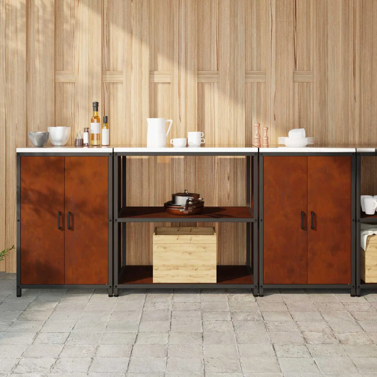Ensemble de rangement cuisine HATTEM 3 pc Rouillé Acier - XIOS
