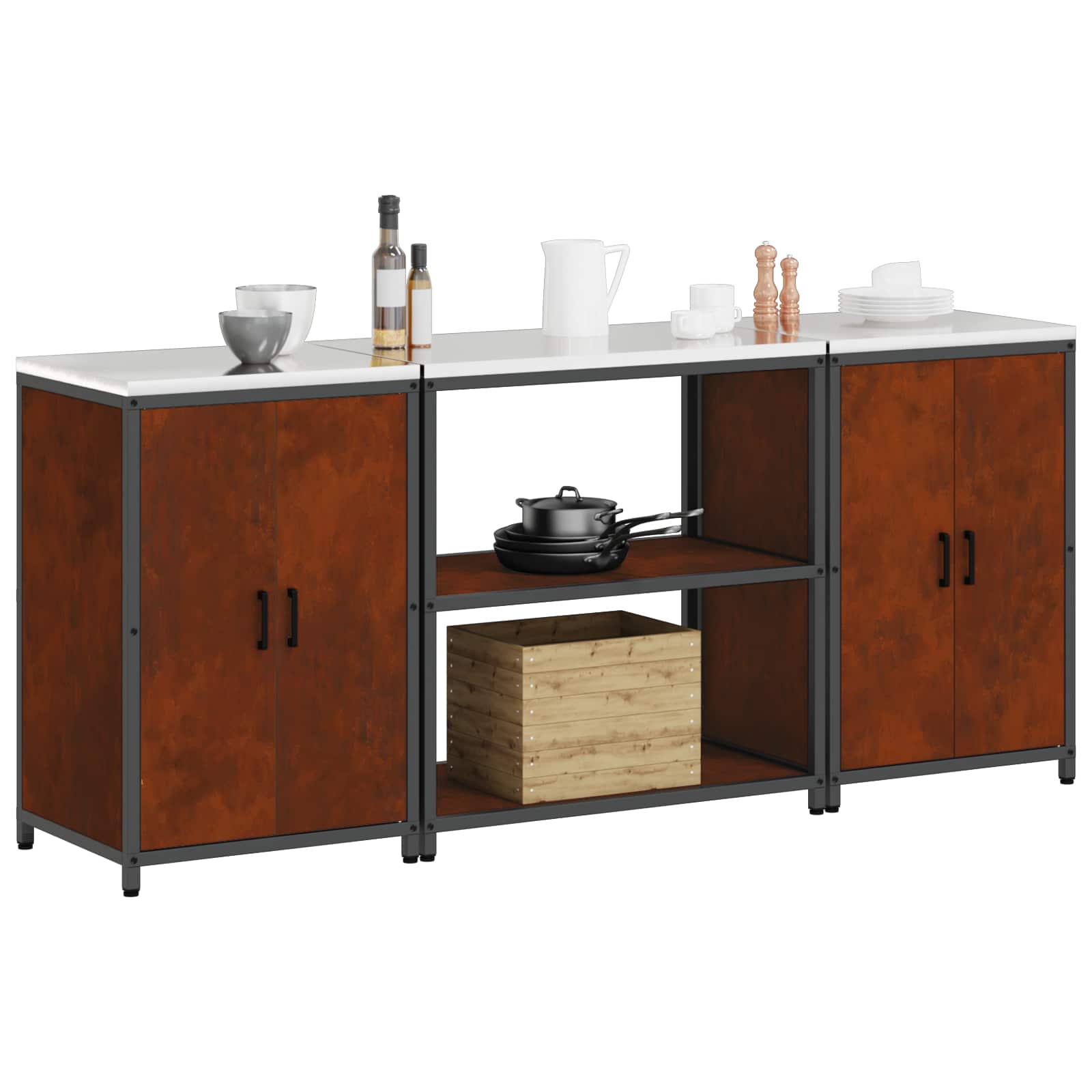 Ensemble de rangement cuisine HATTEM 3 pc Rouillé Acier - XIOS