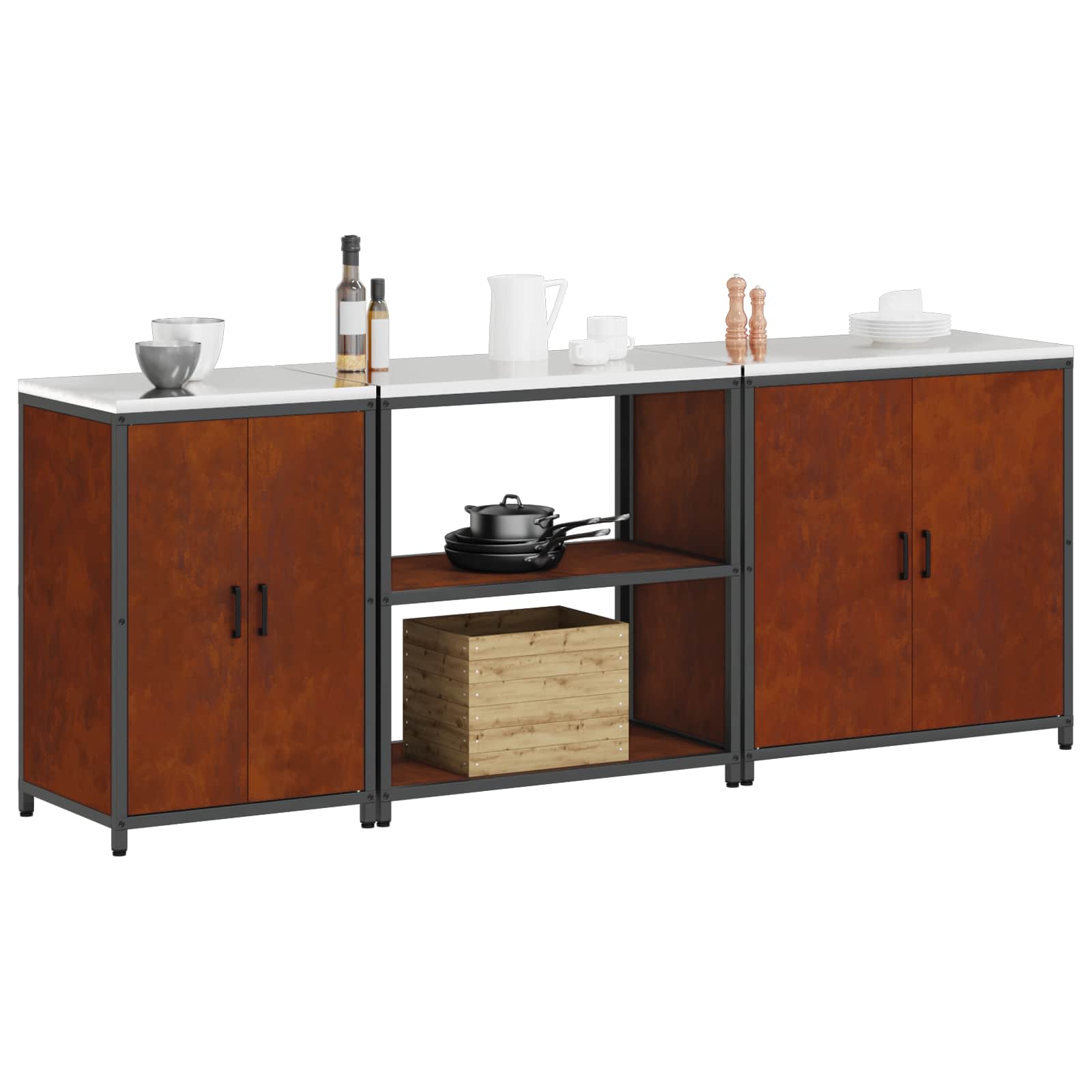 Ensemble de rangement cuisine HATTEM 3 pc Rouillé Acier - XIOS