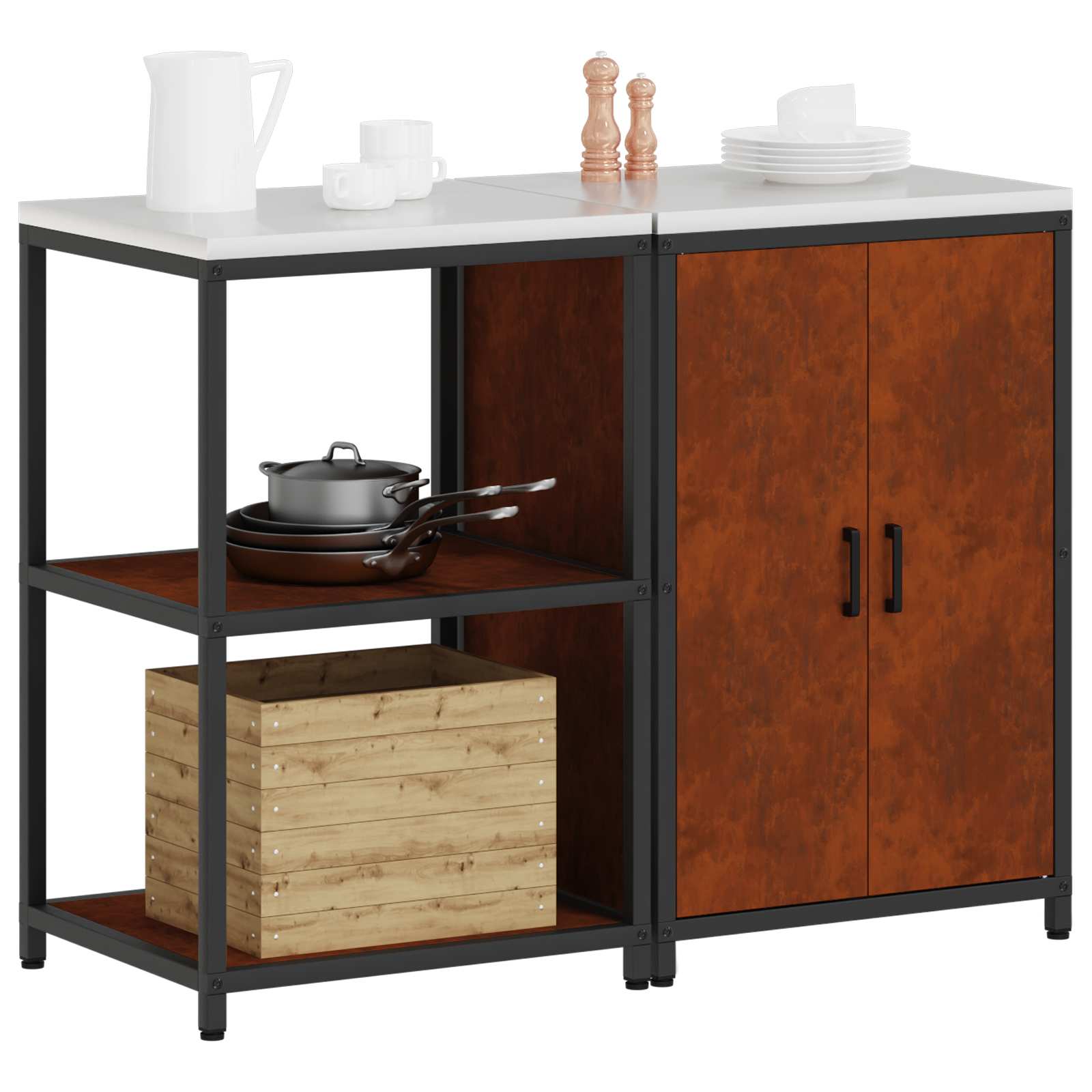 Ensemble de rangement cuisine HATTEM 2 pc Rouillé Acier - XIOS
