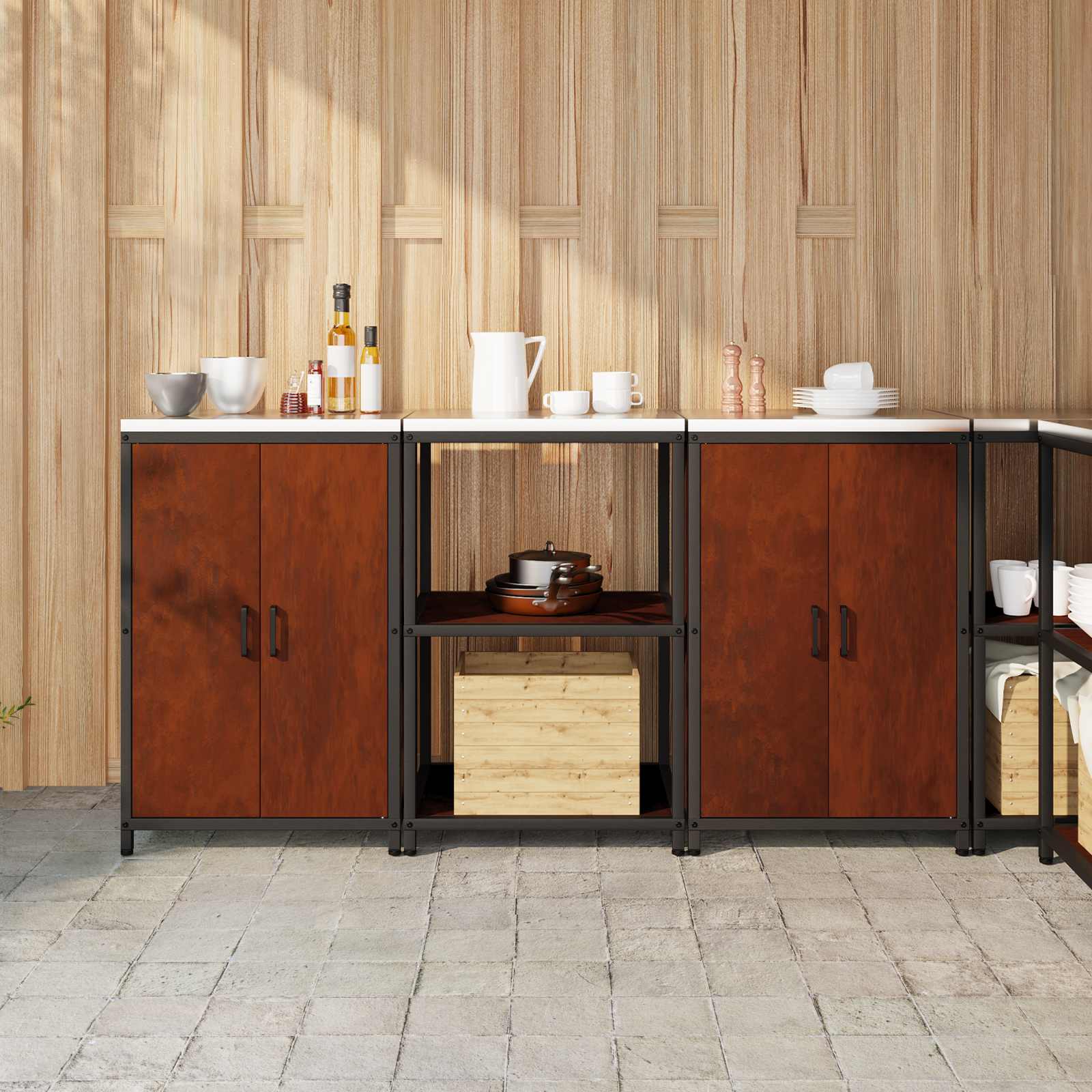 Ensemble de rangement cuisine HATTEM 3 pc Rouillé Acier
