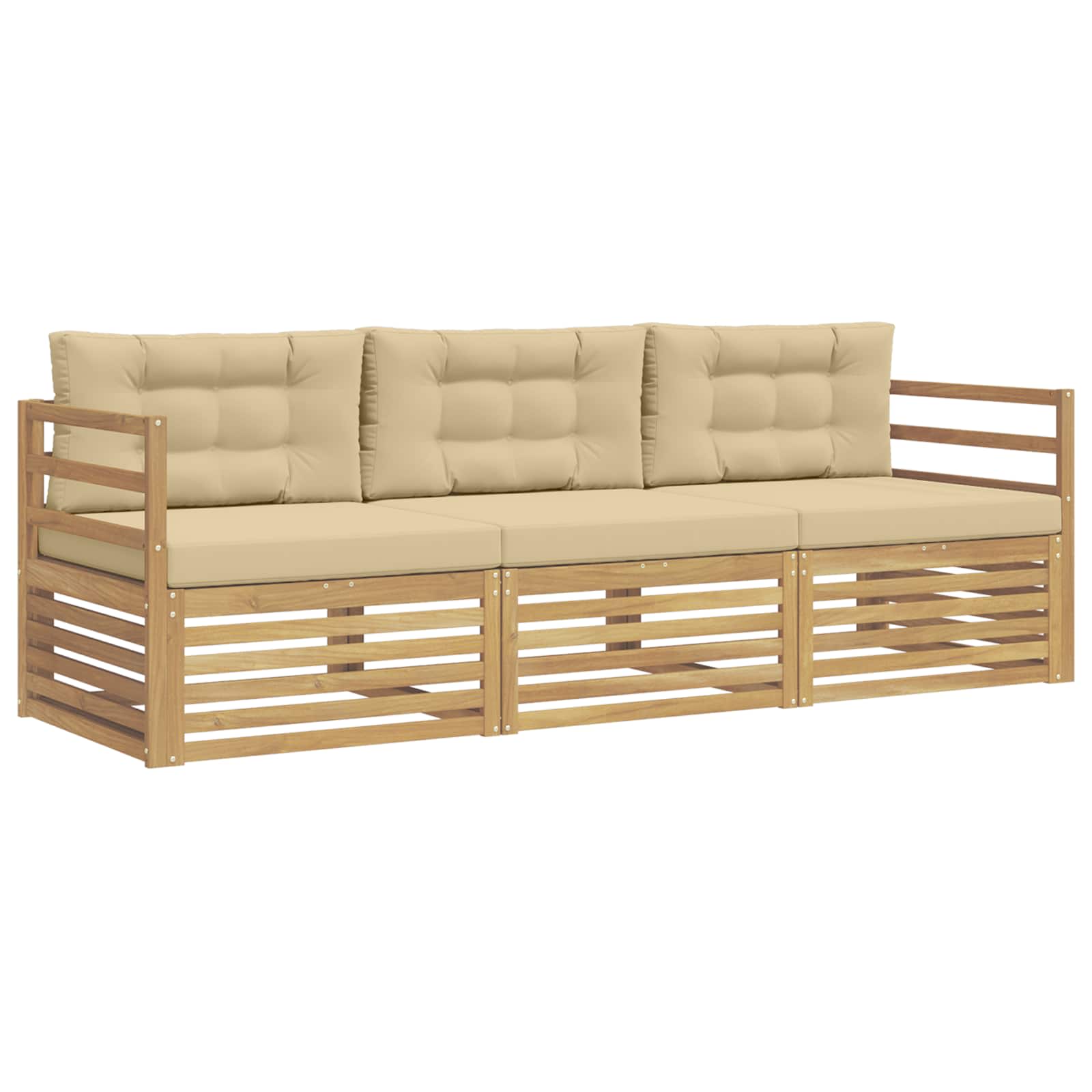 Ensemble de canapés d'extérieur 3 pcs Blanc et Beige Polyester - XIOS