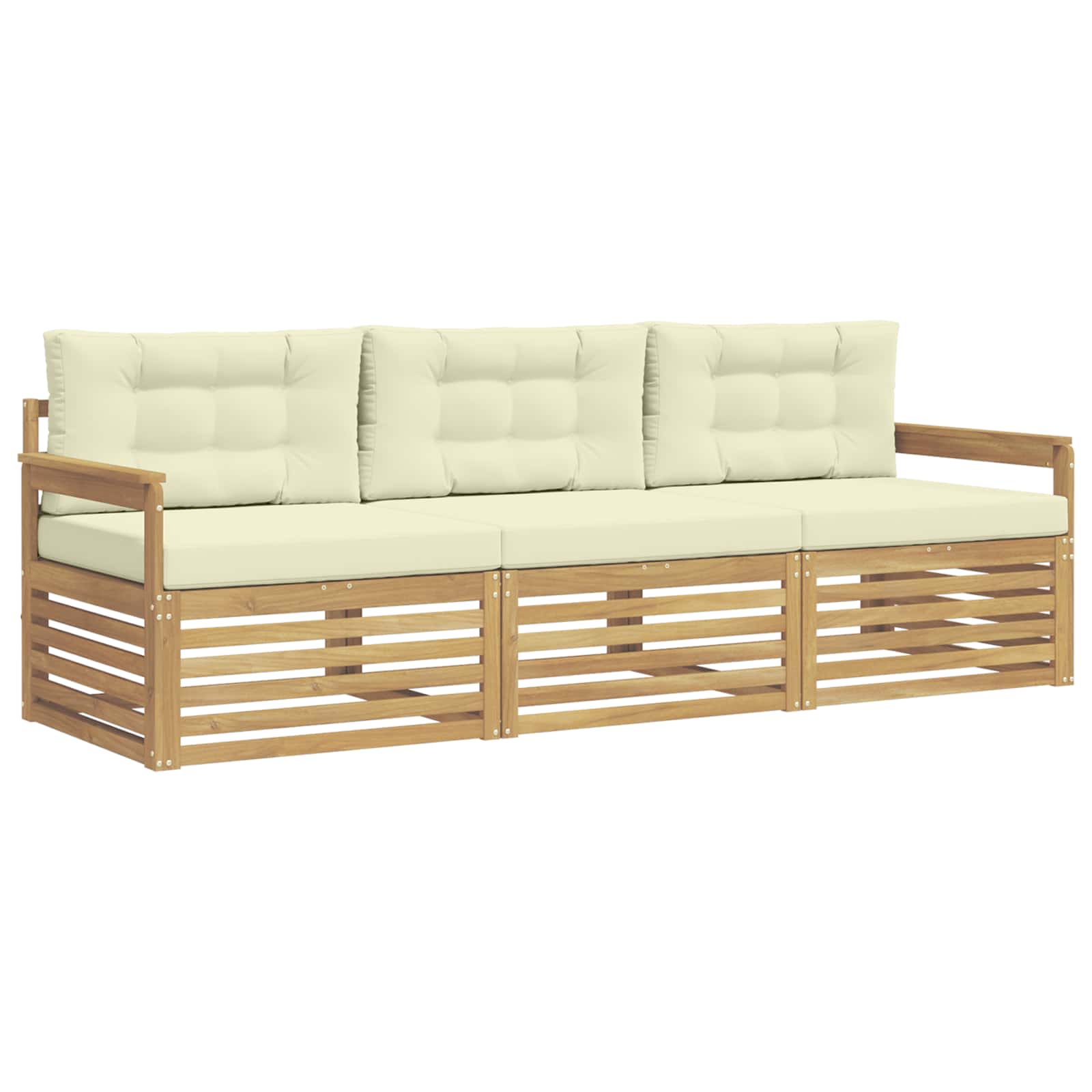 Ensemble de canapés d'extérieur 3 pcs Blanc et crème Polyester - XIOS