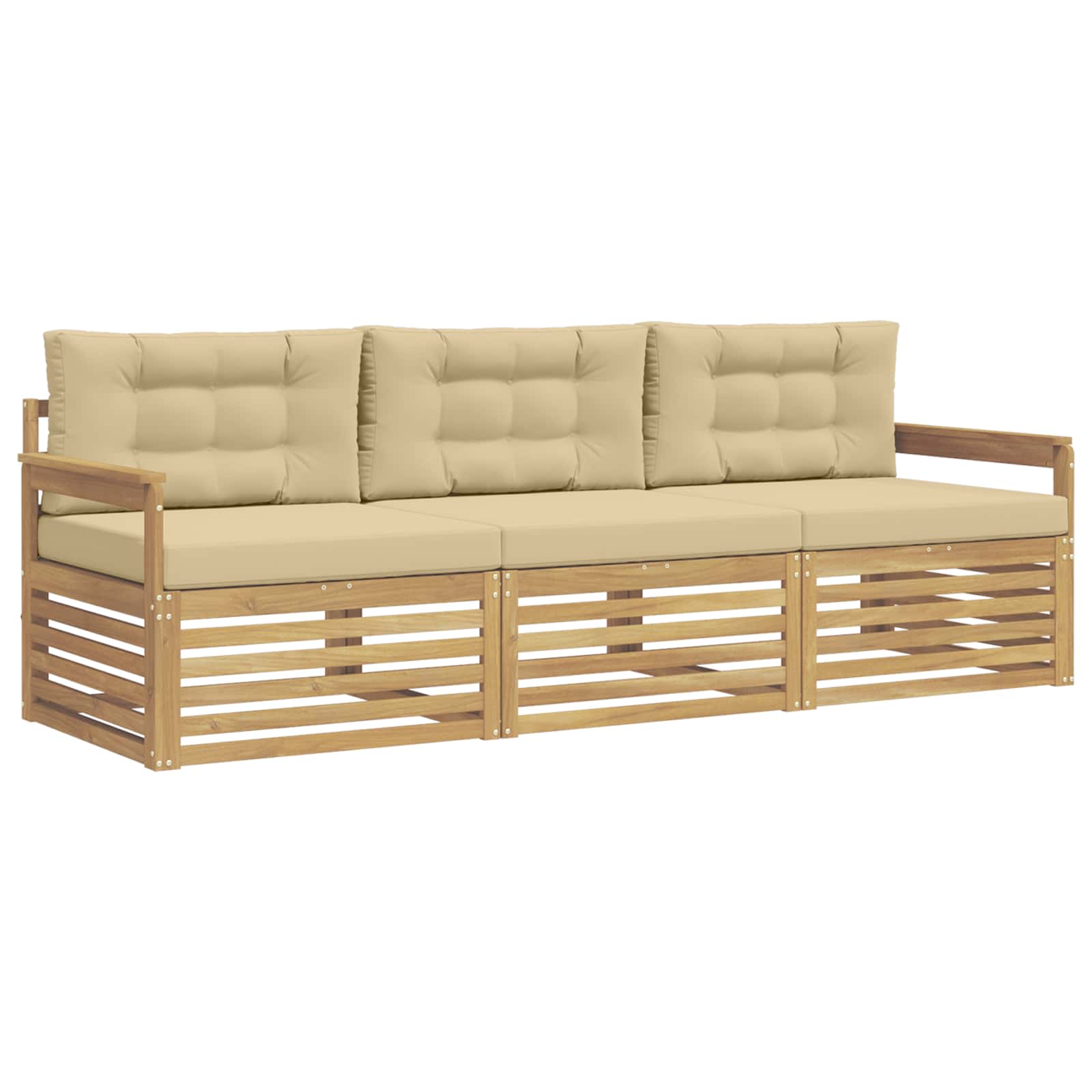 Ensemble de canapés d'extérieur 3 pcs Blanc et Beige Polyester - XIOS