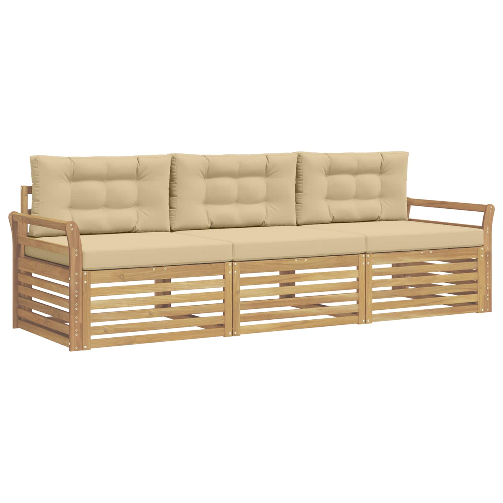 Ensemble de canapés d'extérieur 3 pcs Blanc et Beige - XIOS