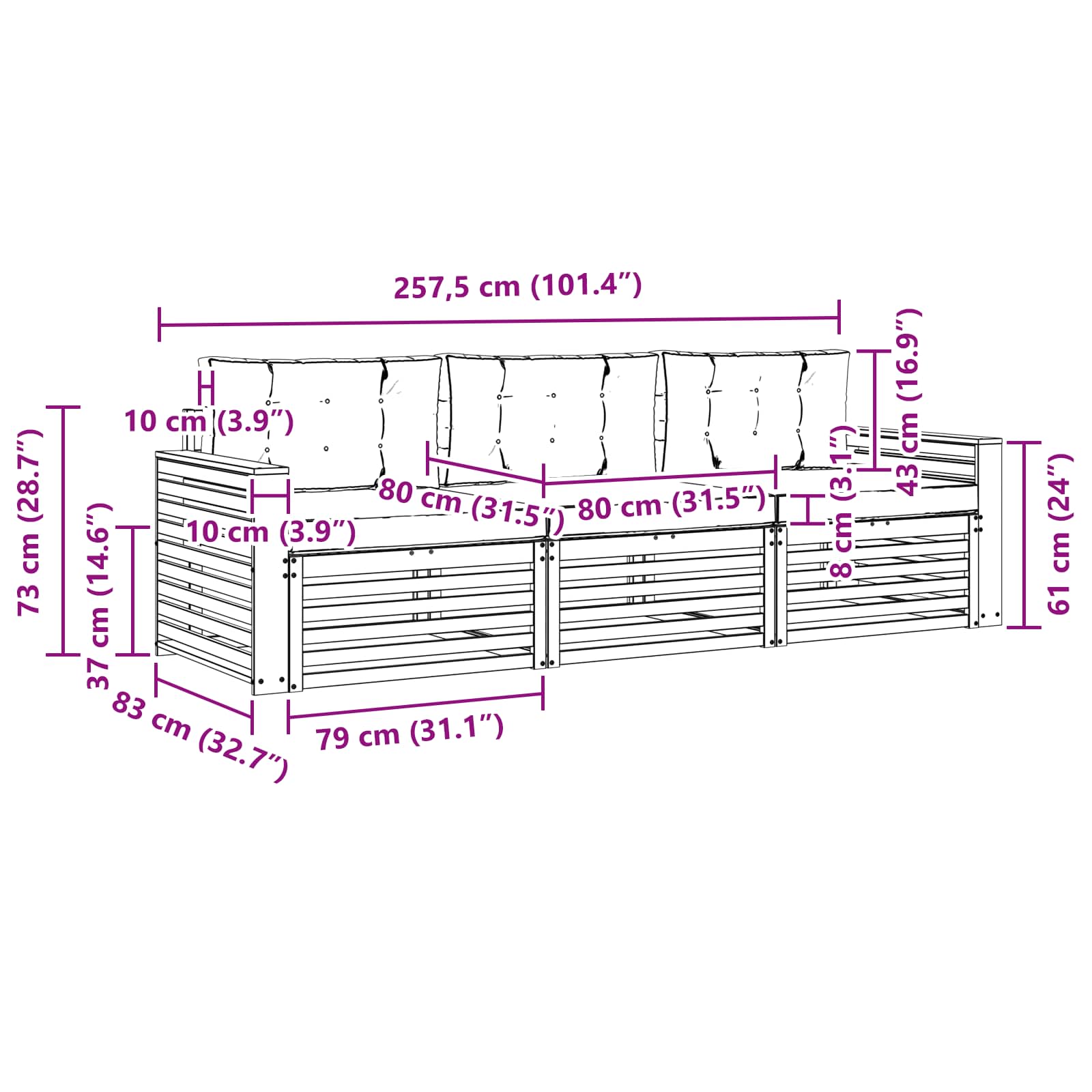 Ensemble de canapés d'extérieur 3 pcs Blanc et anthracite - XIOS